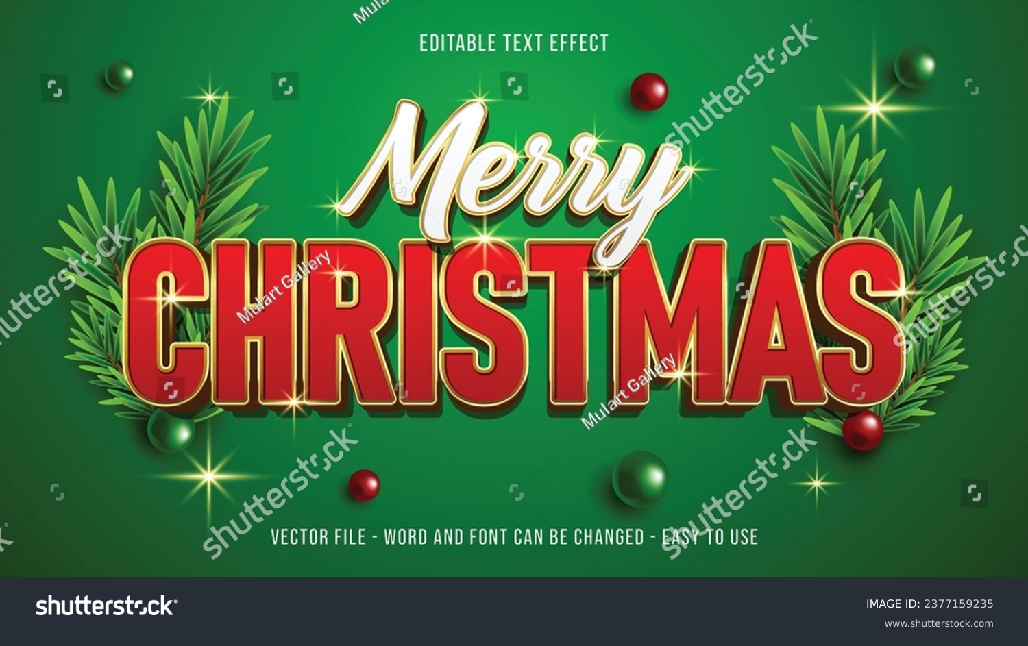 Editable text effect merry christmas text style #2377159235