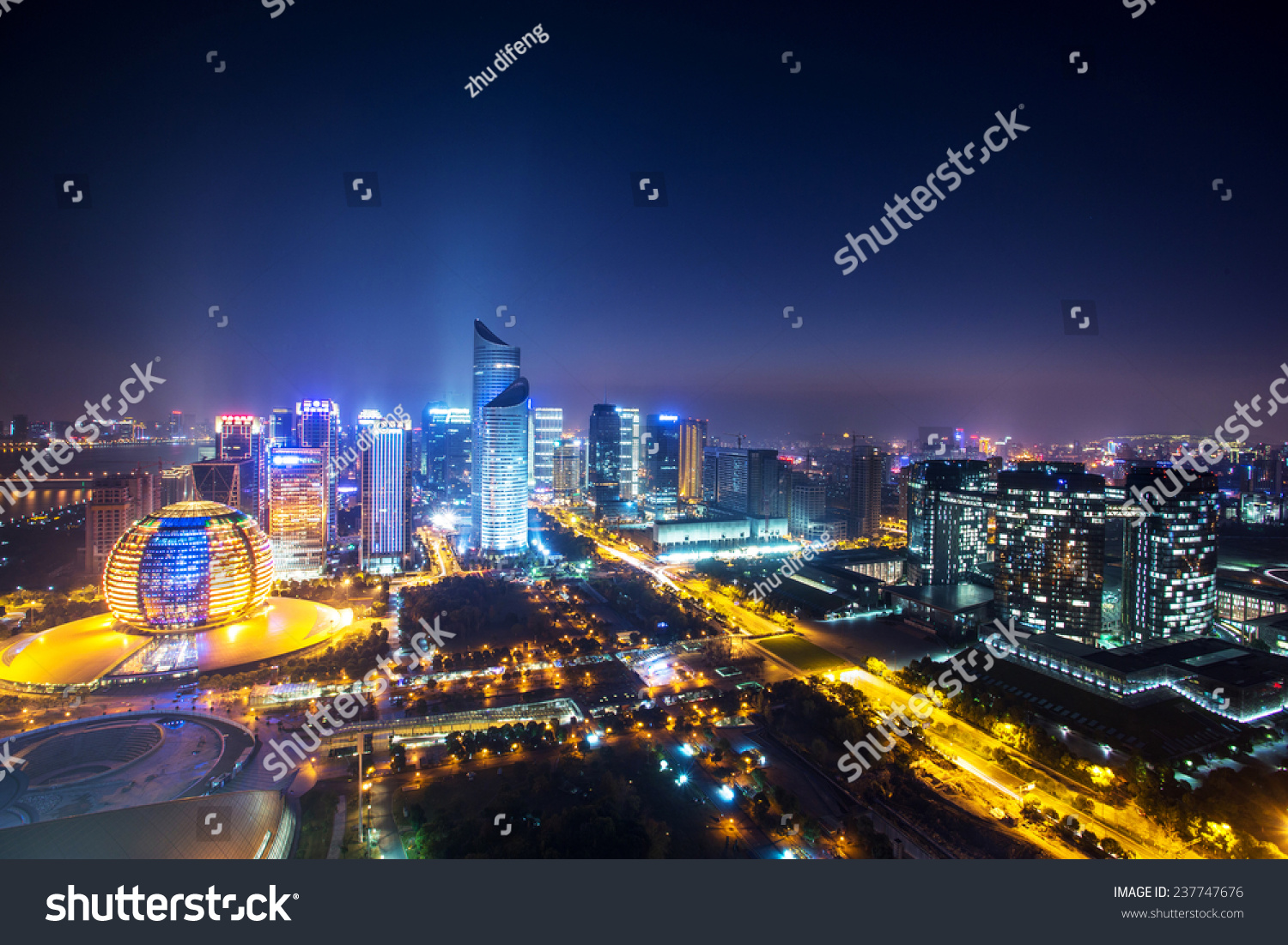 modern cityscape and traffics during night #237747676