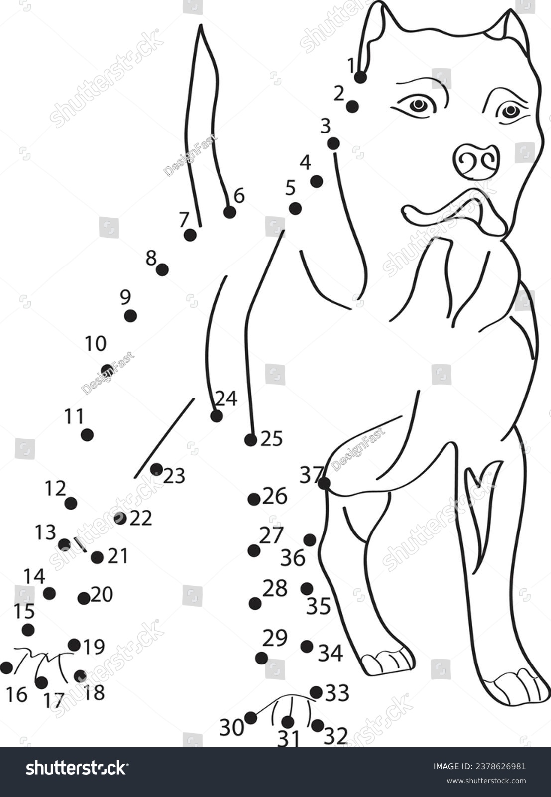 Dog Dot To Dot Coloring Page Royalty Free Stock Vector 2378626981