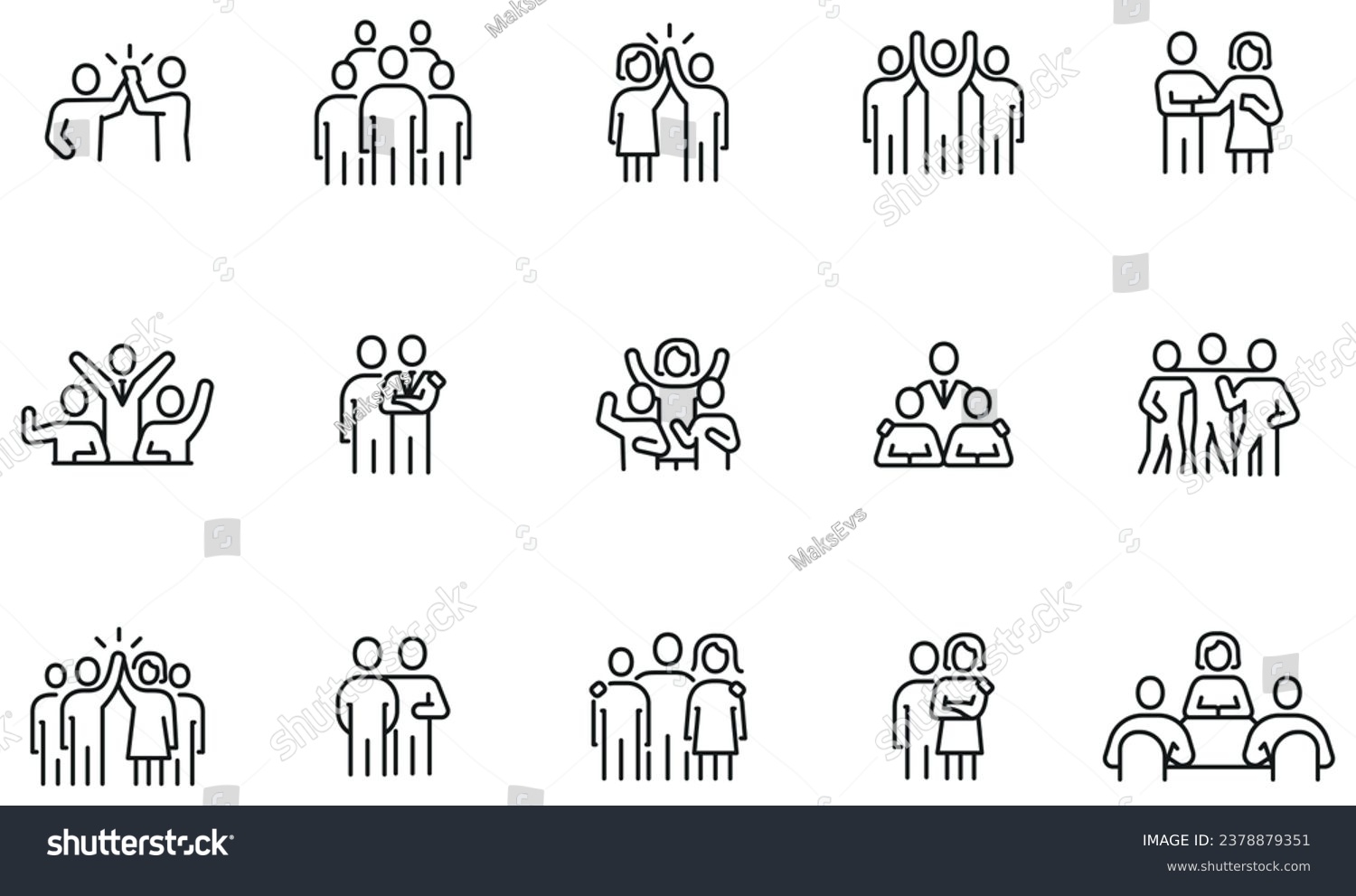 Vector Set of linear Icons Related to Harmony to Relationships, Interaction, Join Development and Equality. Mono Line Pictograms and Infographics Design Elements - part  4 #2378879351