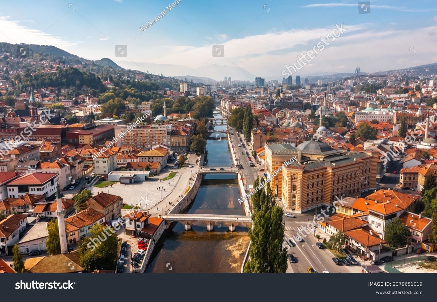 Aerial view of Sarajevo downtown the capital of Bosnia and Herzegovina #2379651019