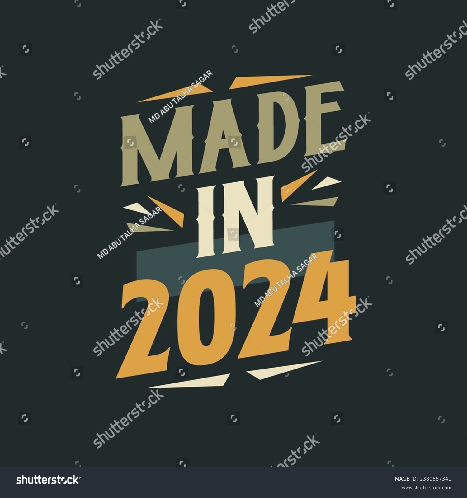 Made in 2024. 2024 Birthday Gift Tshirt Design Royalty Free Stock