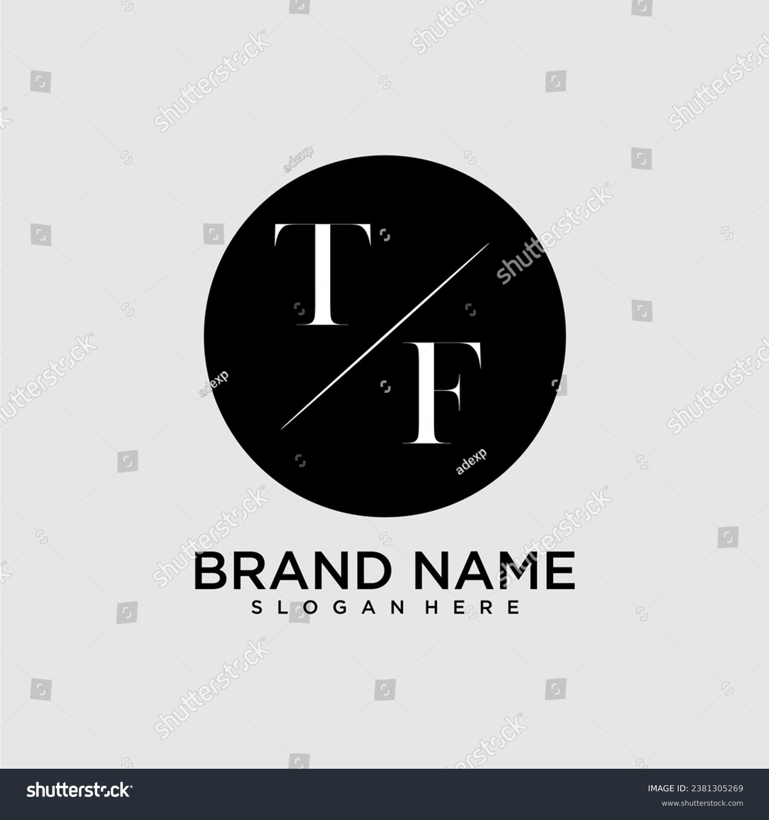 TF initial monogram logo with circle style dsign - Royalty Free Stock ...