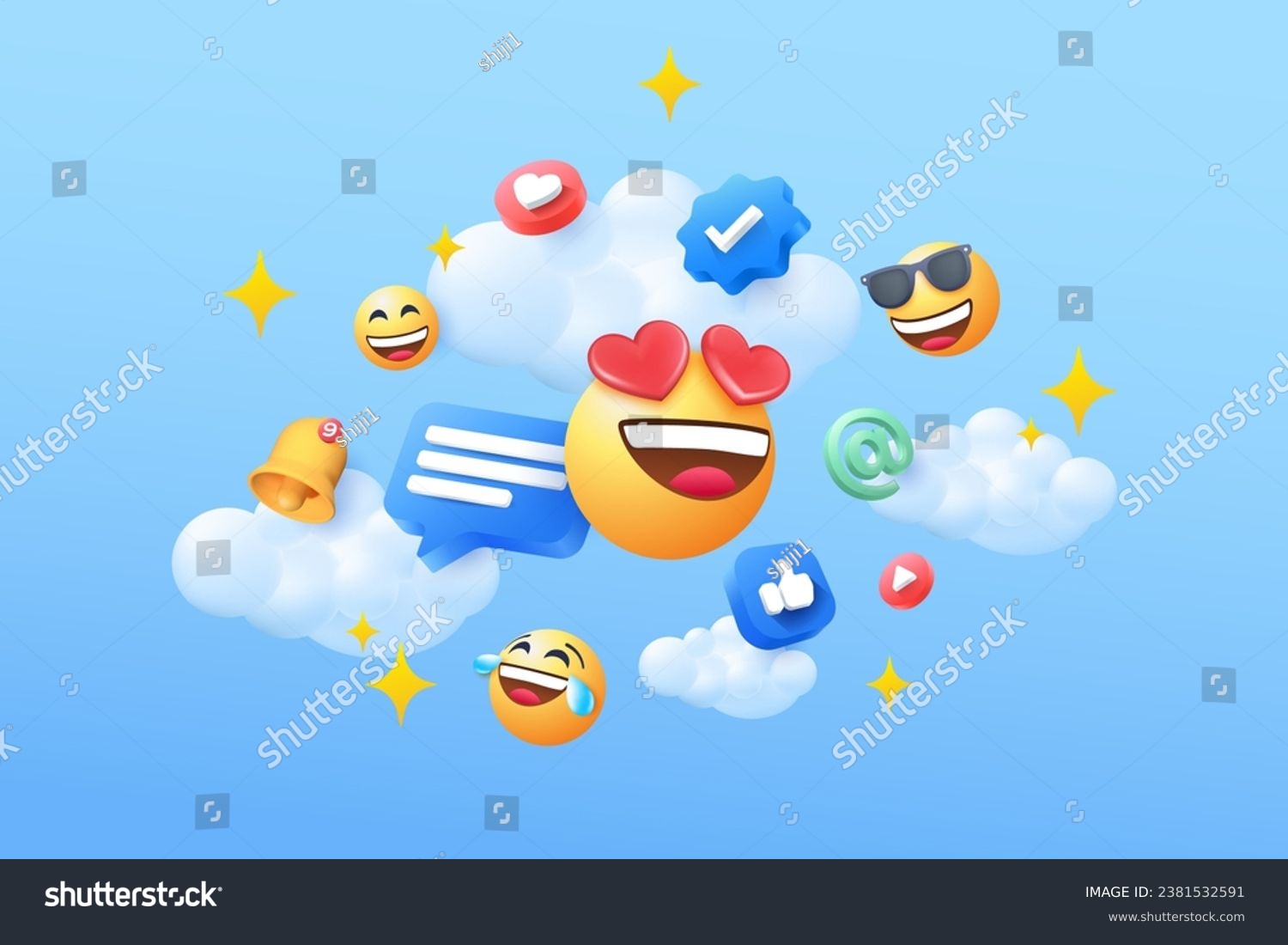 3d social media emoji marketing illustration design #2381532591
