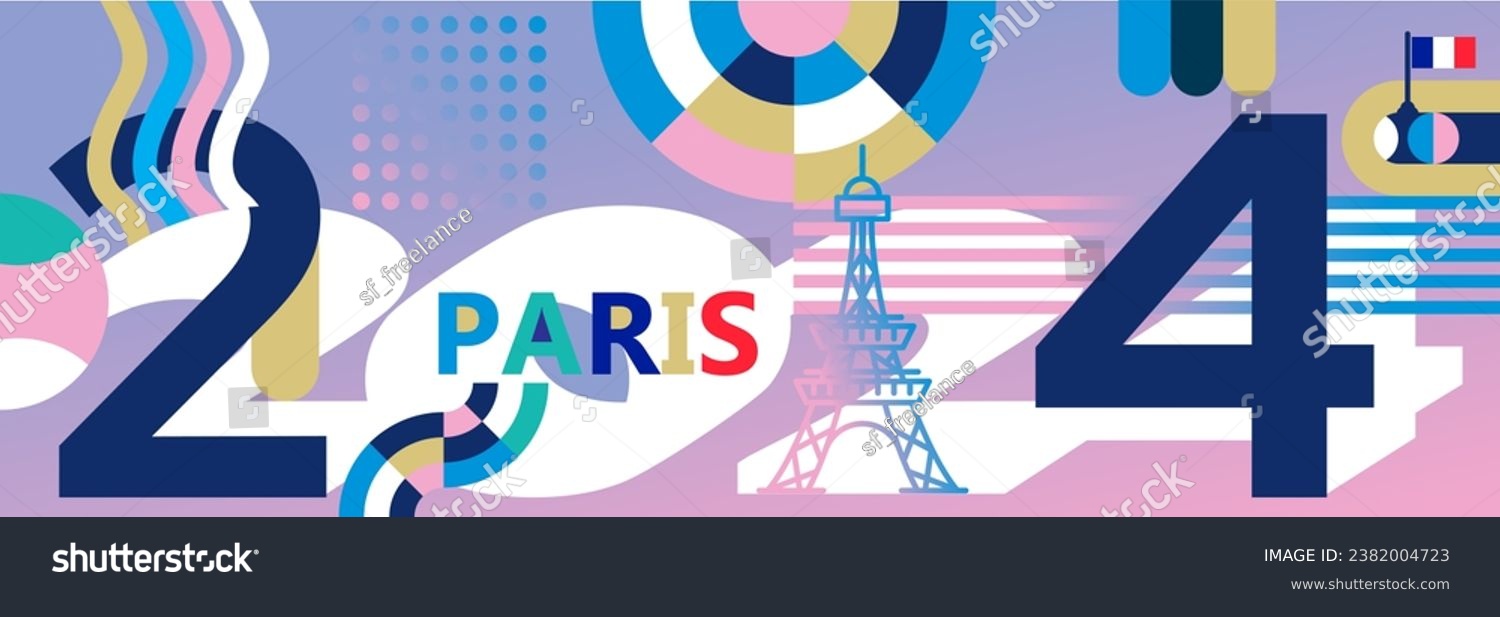 Paris Themed 2024 Vector Banner Design Abstract Royalty Free Stock   Avopix 2382004723 