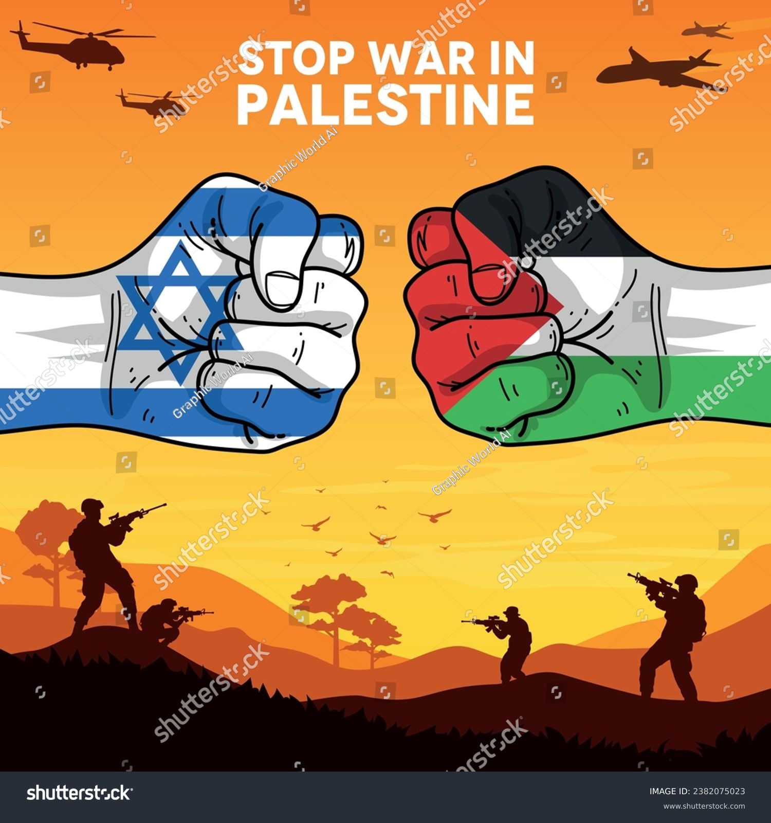 Israel VS Palestine War - Israel and Palestine - Royalty Free Stock ...