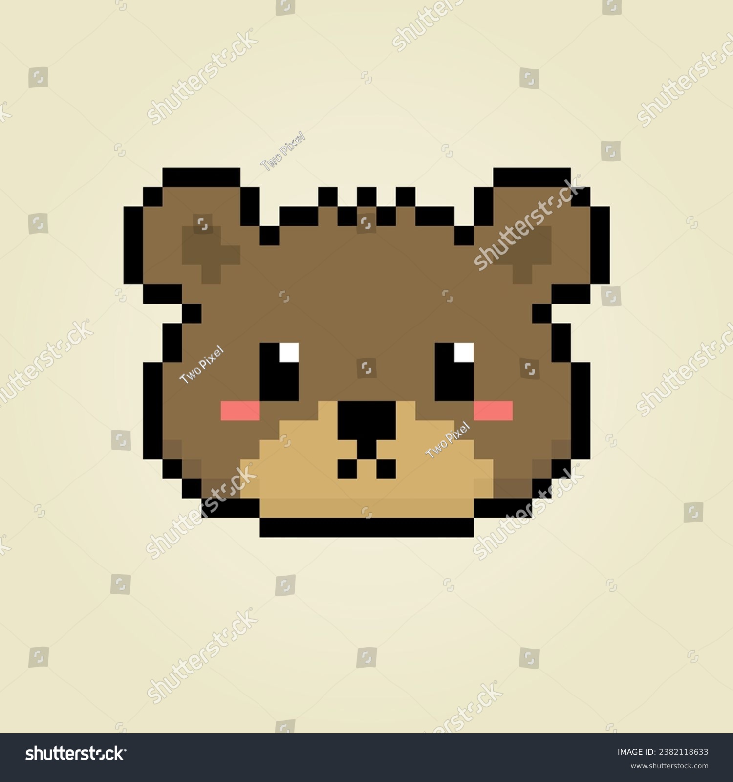 Brown bear head in 8 bit pixel art. Cute animals - Royalty Free Stock ...