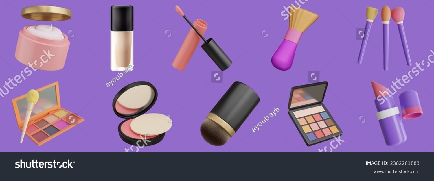 makeup set collection 3D icon , Realistic - Royalty Free Stock Vector ...