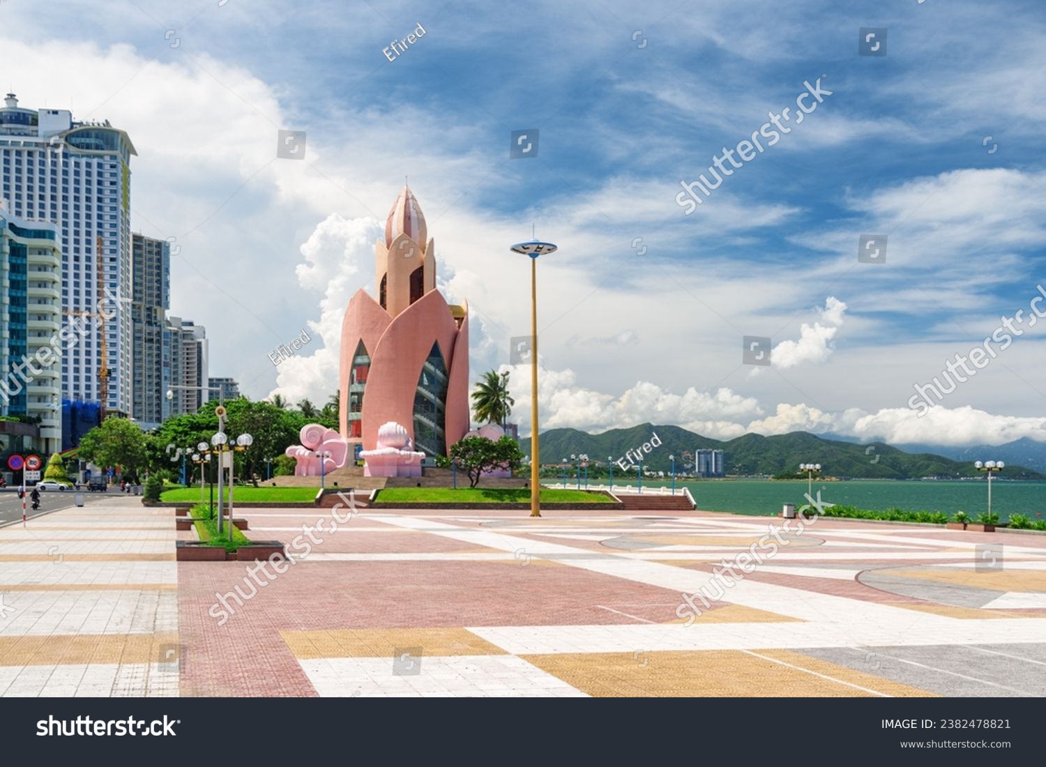 Awesome view of Tram Huong Tower and April 2 Square in Nha Trang, Vietnam. The central square is a popular tourist attraction of Asia. Amazing cityscape. #2382478821