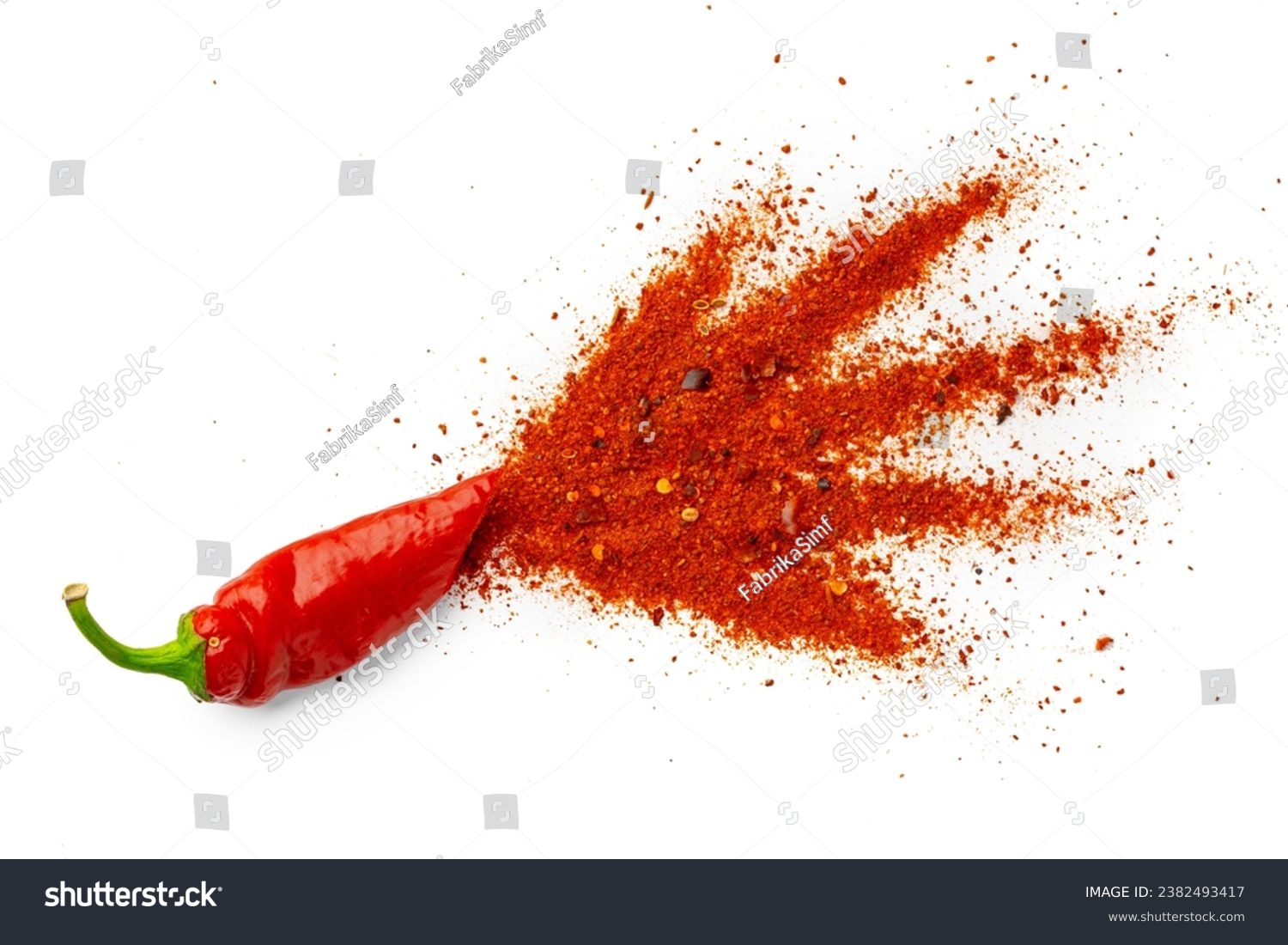 Pile of red paprika powder isolated on white background #2382493417