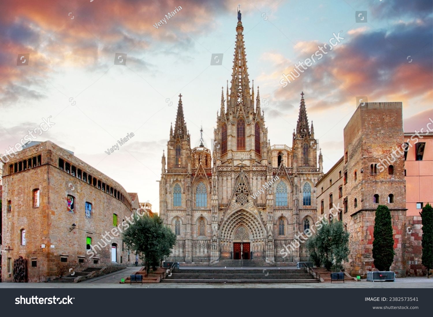 These images convey the rich culture and modern charm of this Spanish gem. Ideal for projects celebrating European culture, urban life, travel, and the heritage of Barcelona. #2382573541