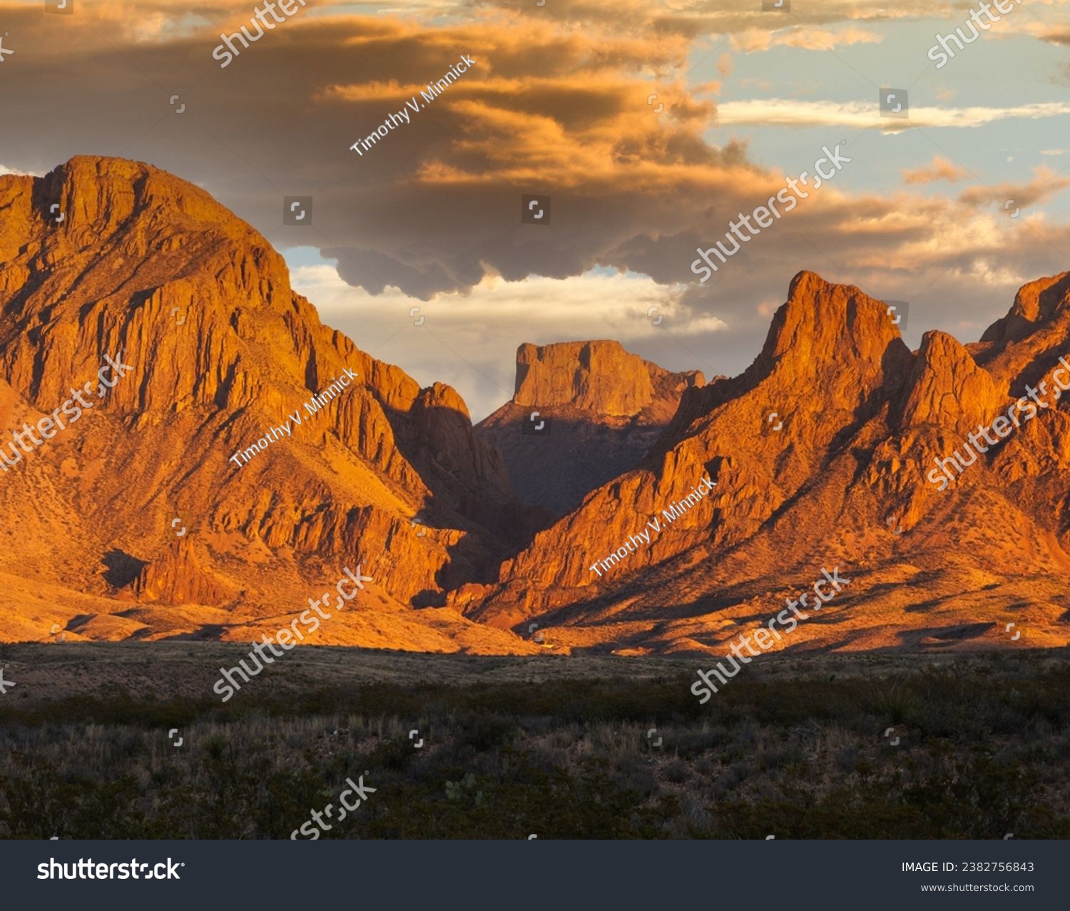 Chisos mountains near sunset in Big Bend N.P.
 #2382756843