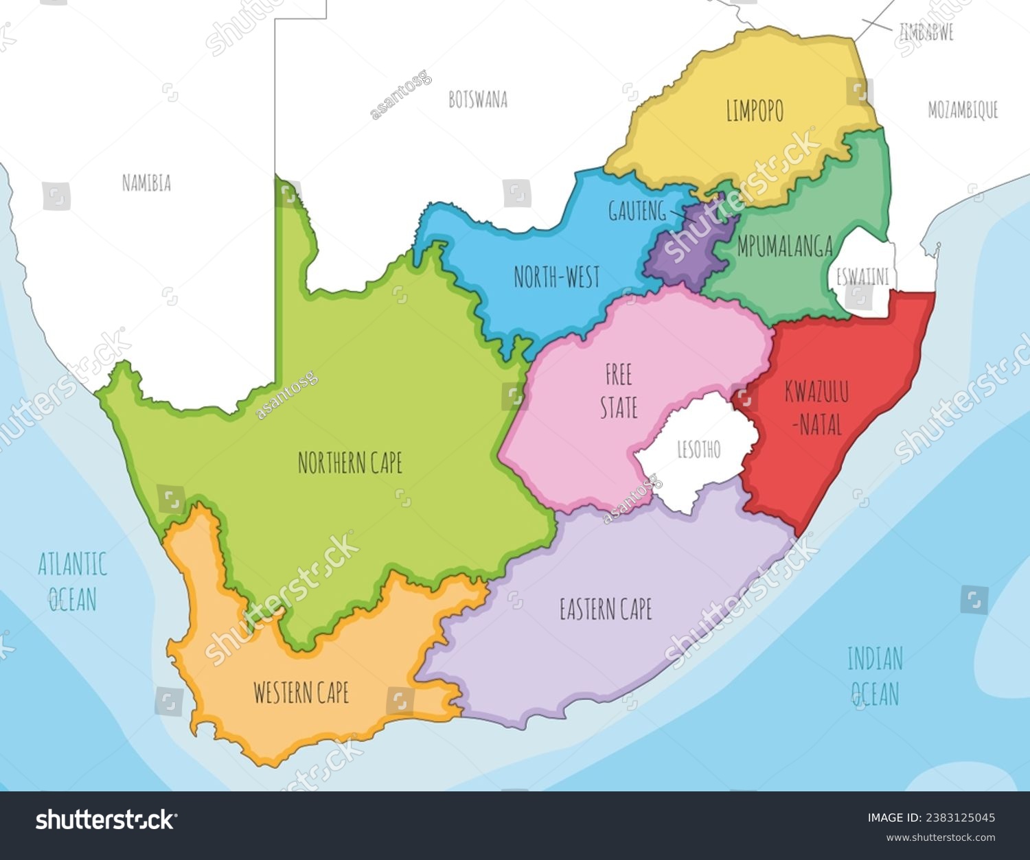 Vector Illustrated Map Of South Africa With - Royalty Free Stock Vector 