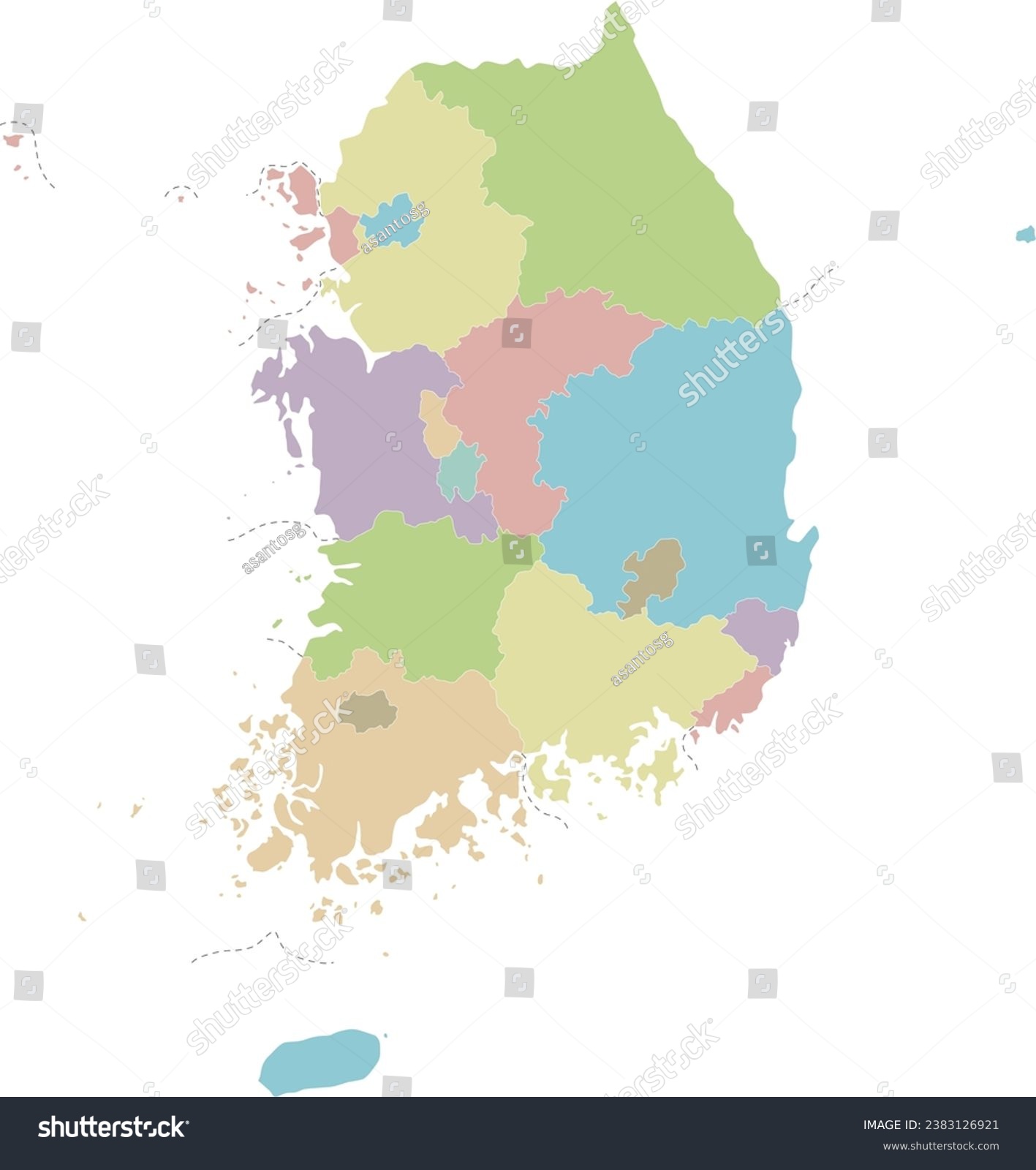Vector Blank Map Of South Korea With Provinces Royalty Free Stock Avopix 2383126921