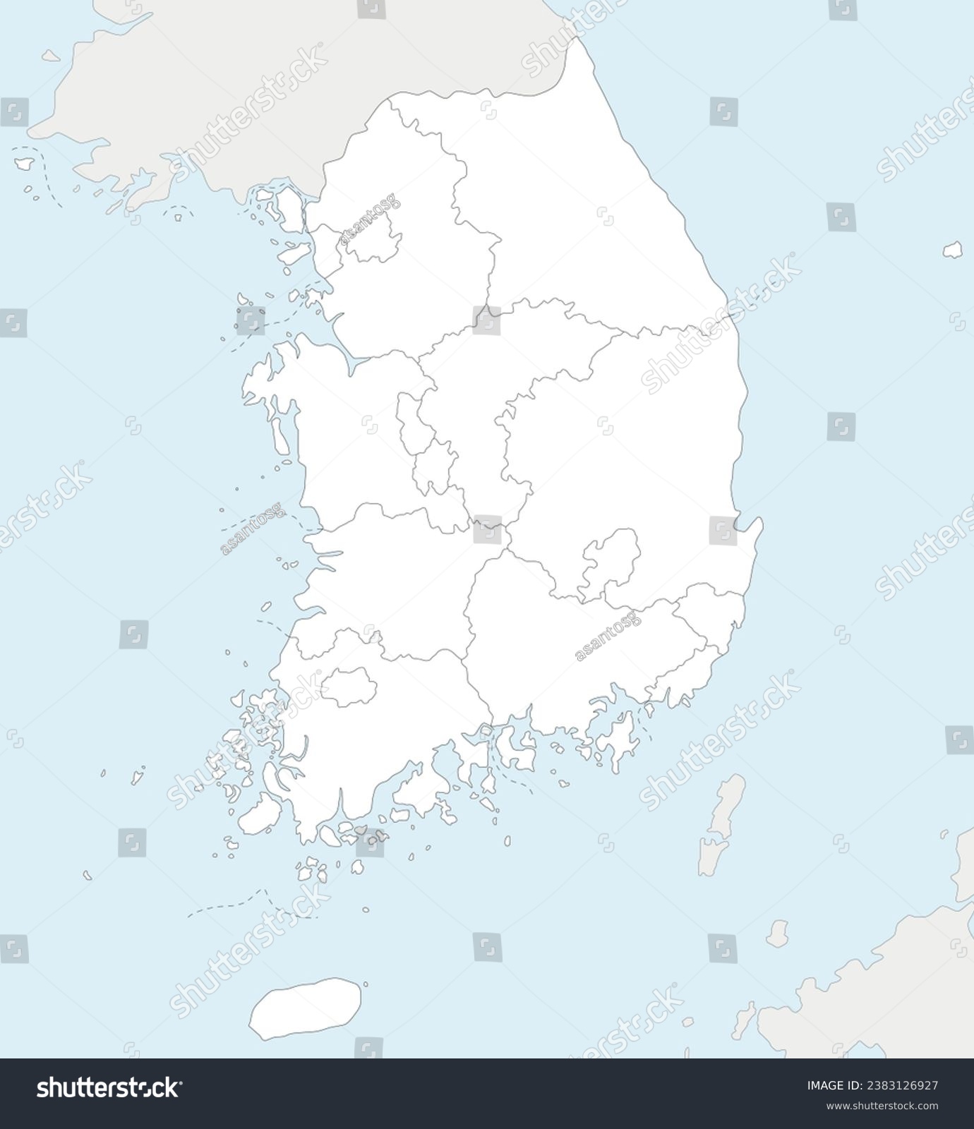 Vector Blank Map Of South Korea With Provinces Royalty Free Stock Avopix 2383126927