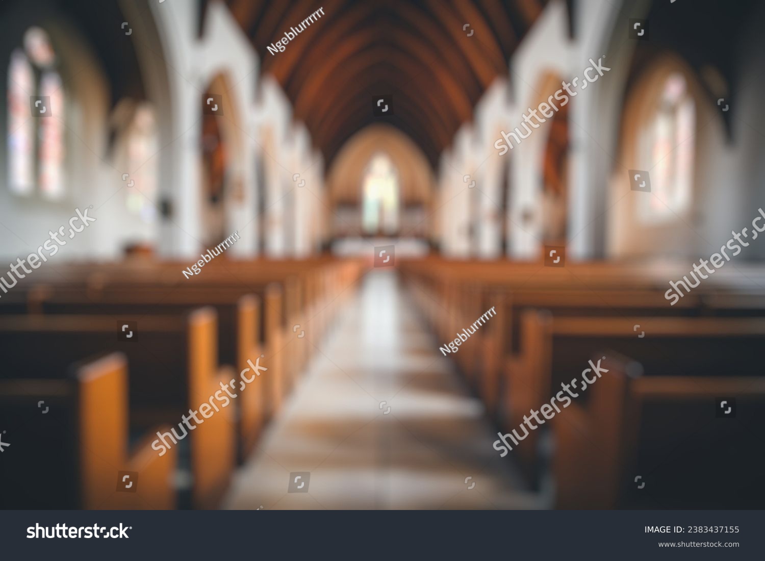 Abstract blur and defocused interior of church for bokeh background #2383437155