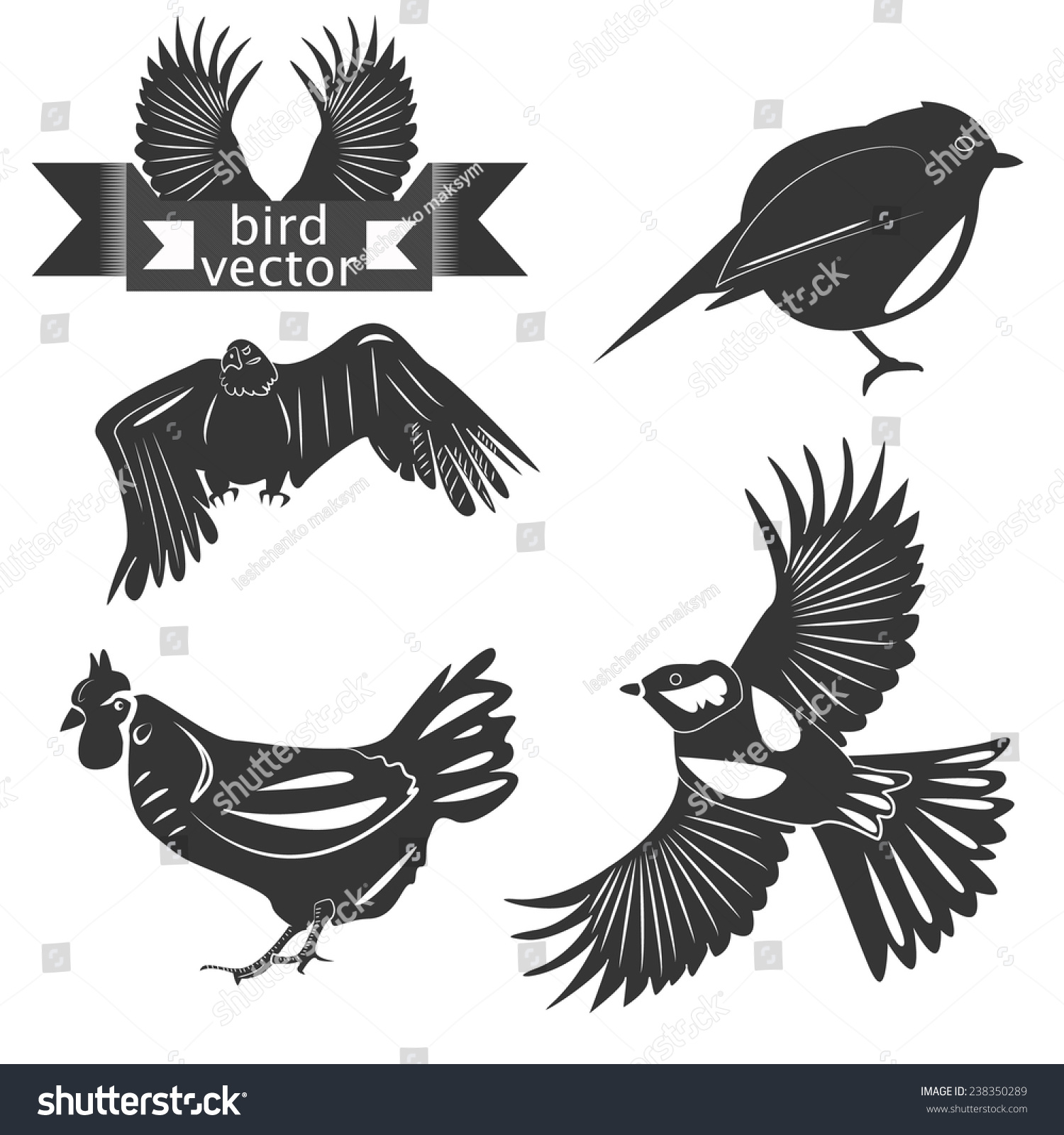 Set chicken, eagle, tits logo - Royalty Free Stock Vector 238350289