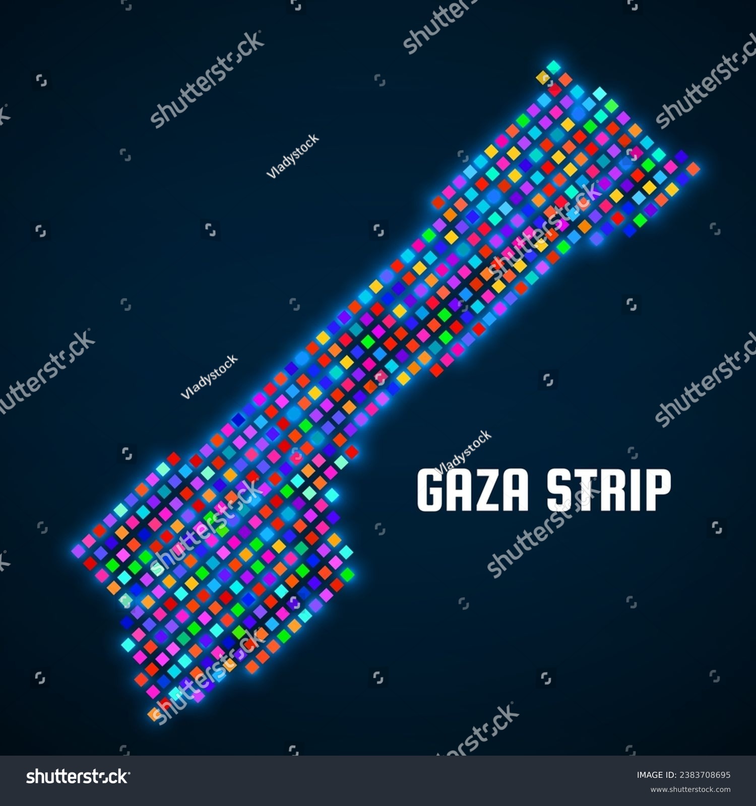 Pixel Gaza Strip Map Glowing Style. Vector - Royalty Free Stock Vector ...