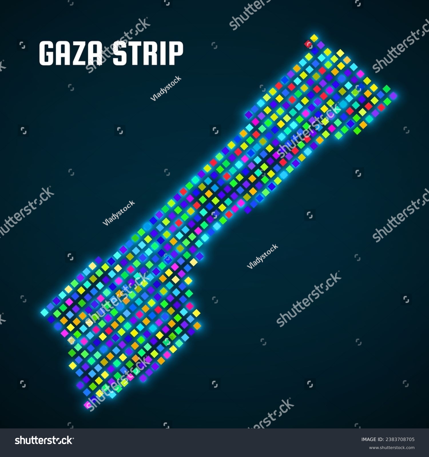 Dotted Gaza Strip Map Glowing Style. Vector - Royalty Free Stock Vector ...