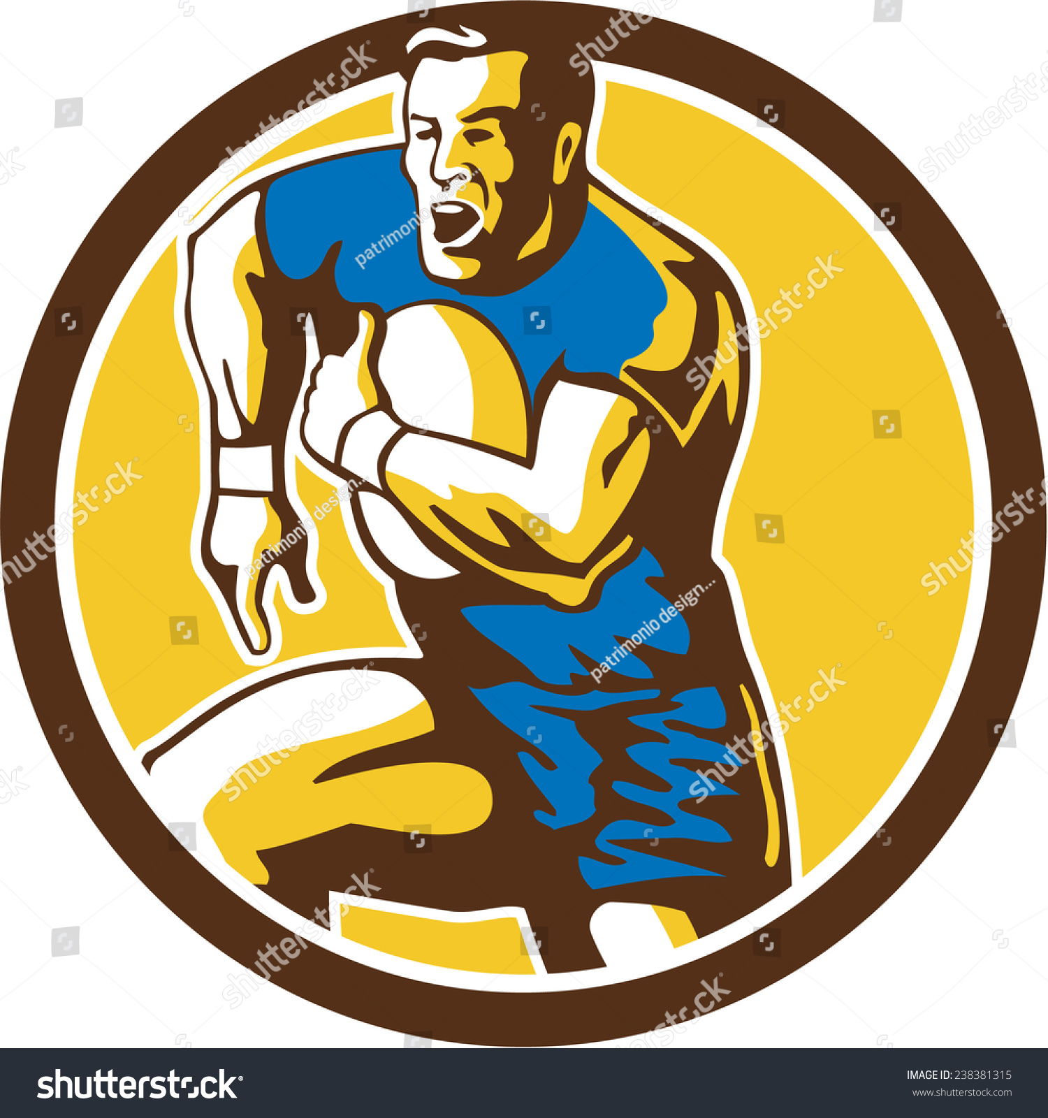 Illustration of a rugby player holding ball - Royalty Free Stock Photo ...