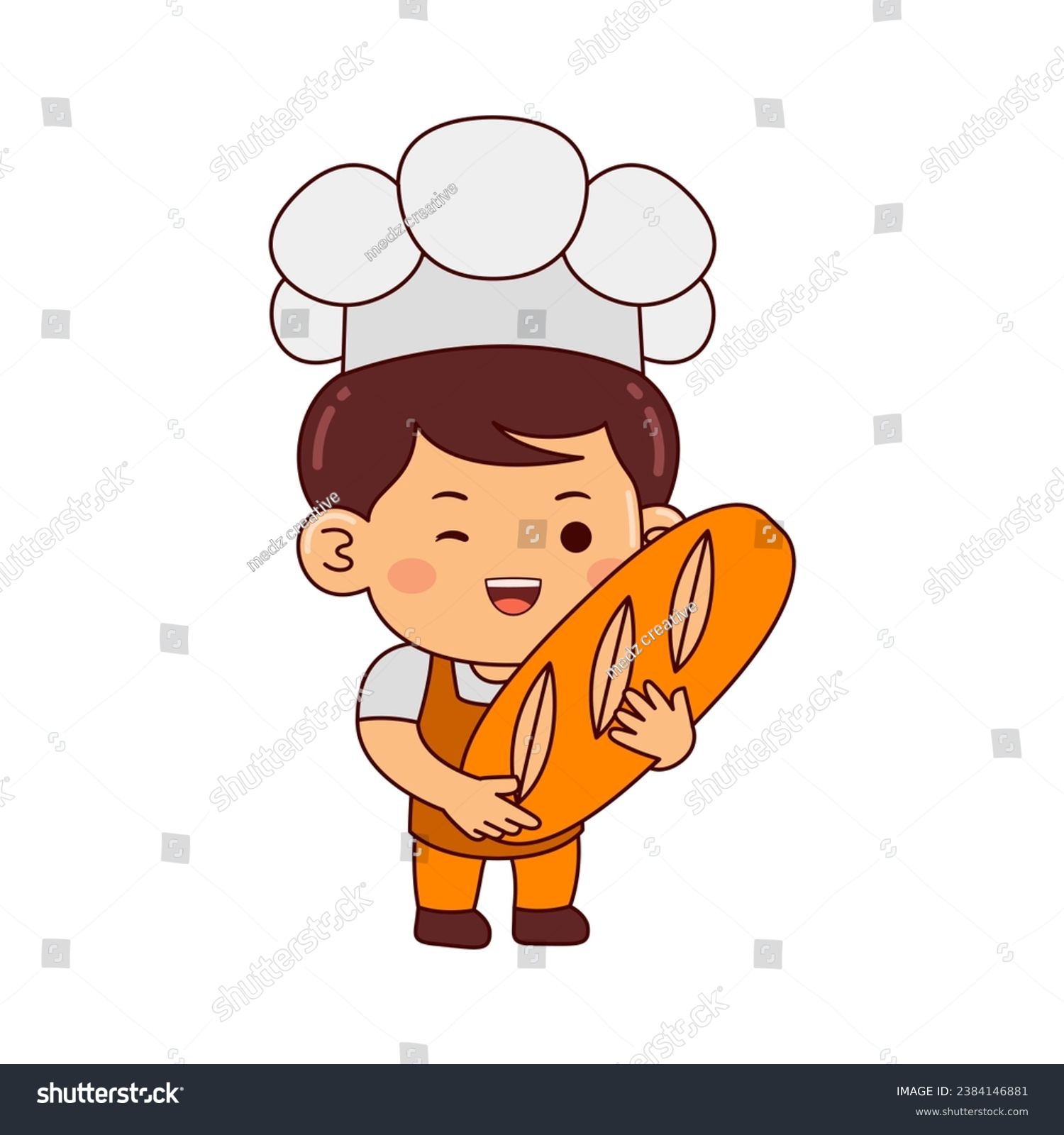 cute baker boy cartoon character vector - Royalty Free Stock Vector ...