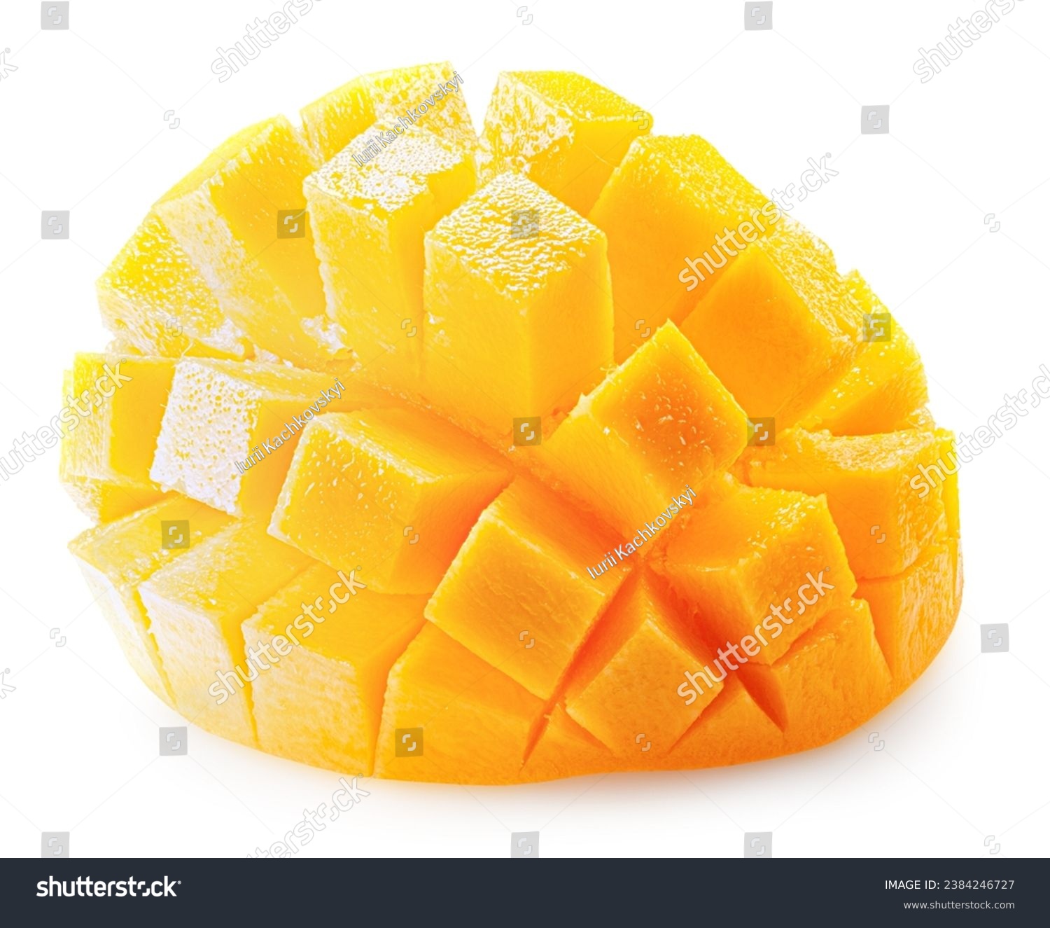 juicy mango slices isolated on the white background. Clipping path #2384246727