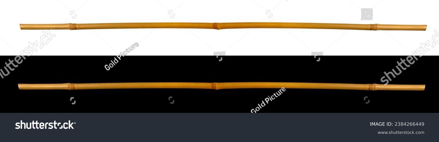 Horizontal bamboo wooden stick isolated on white and black background #2384266449
