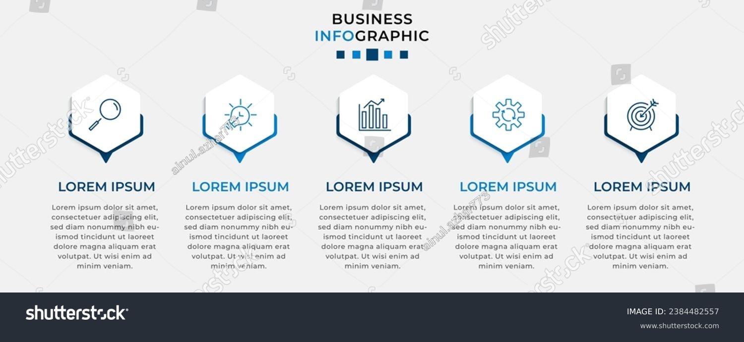 Vector Infographic design business template with icons and 5 options or steps.  #2384482557