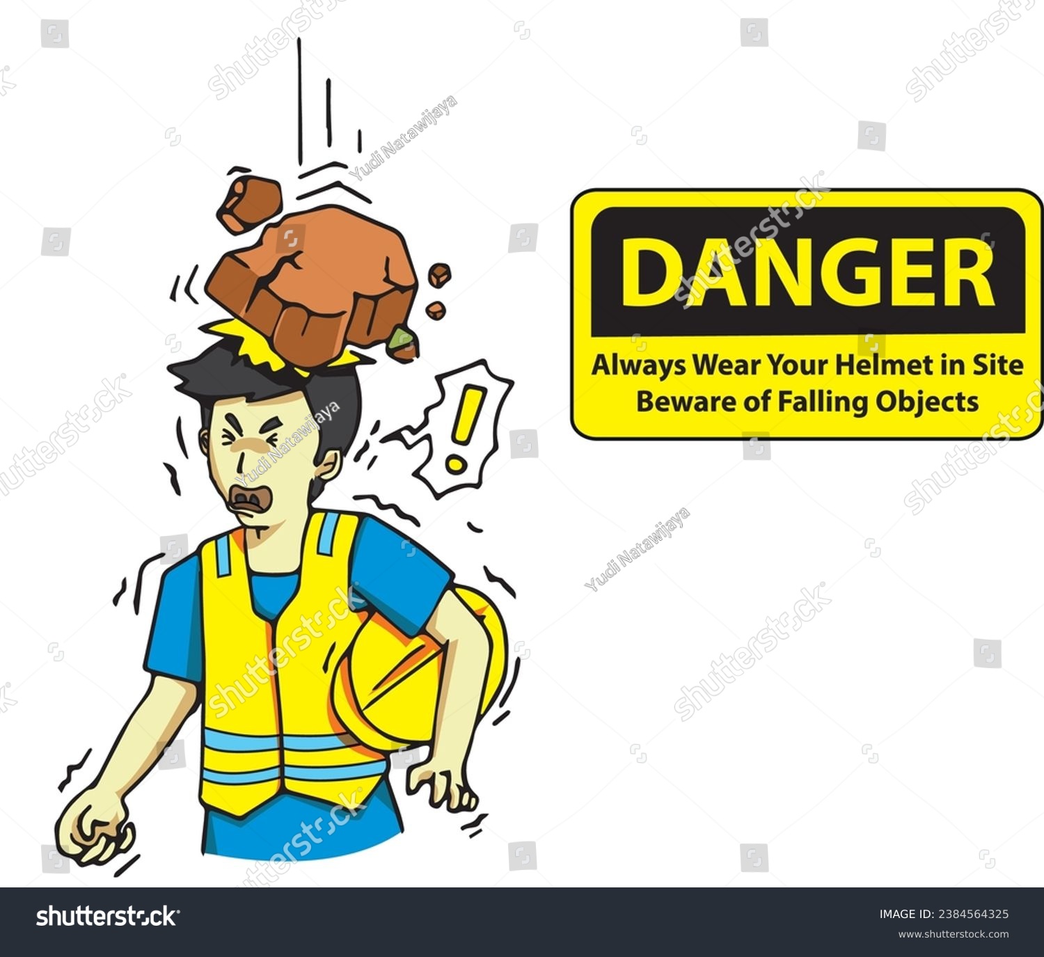 Illustration of construction hazards. A male - Royalty Free Stock ...