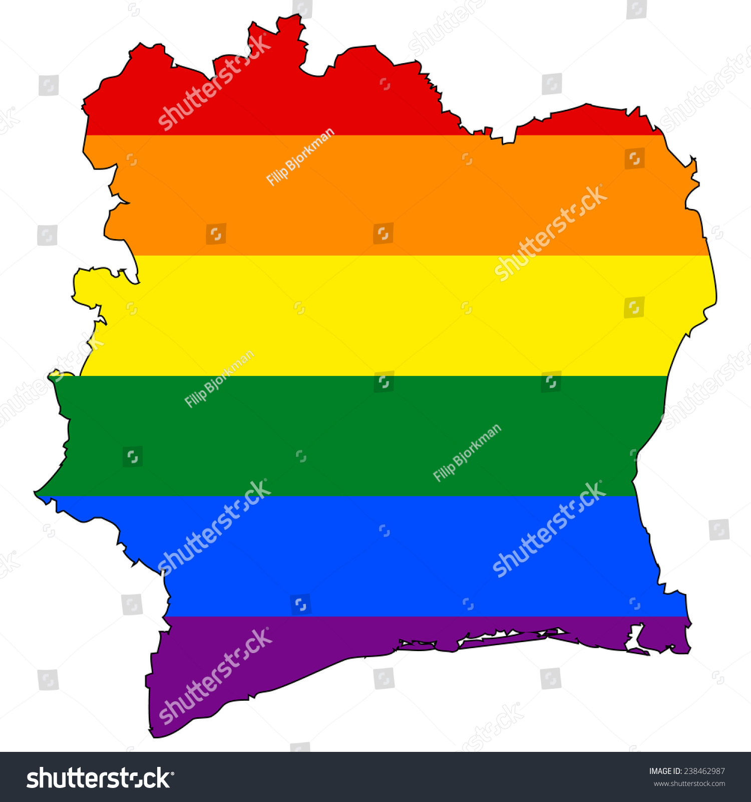 High Detailed Vector Map With The Pride Flag Royalty Free Stock Vector 238462987 