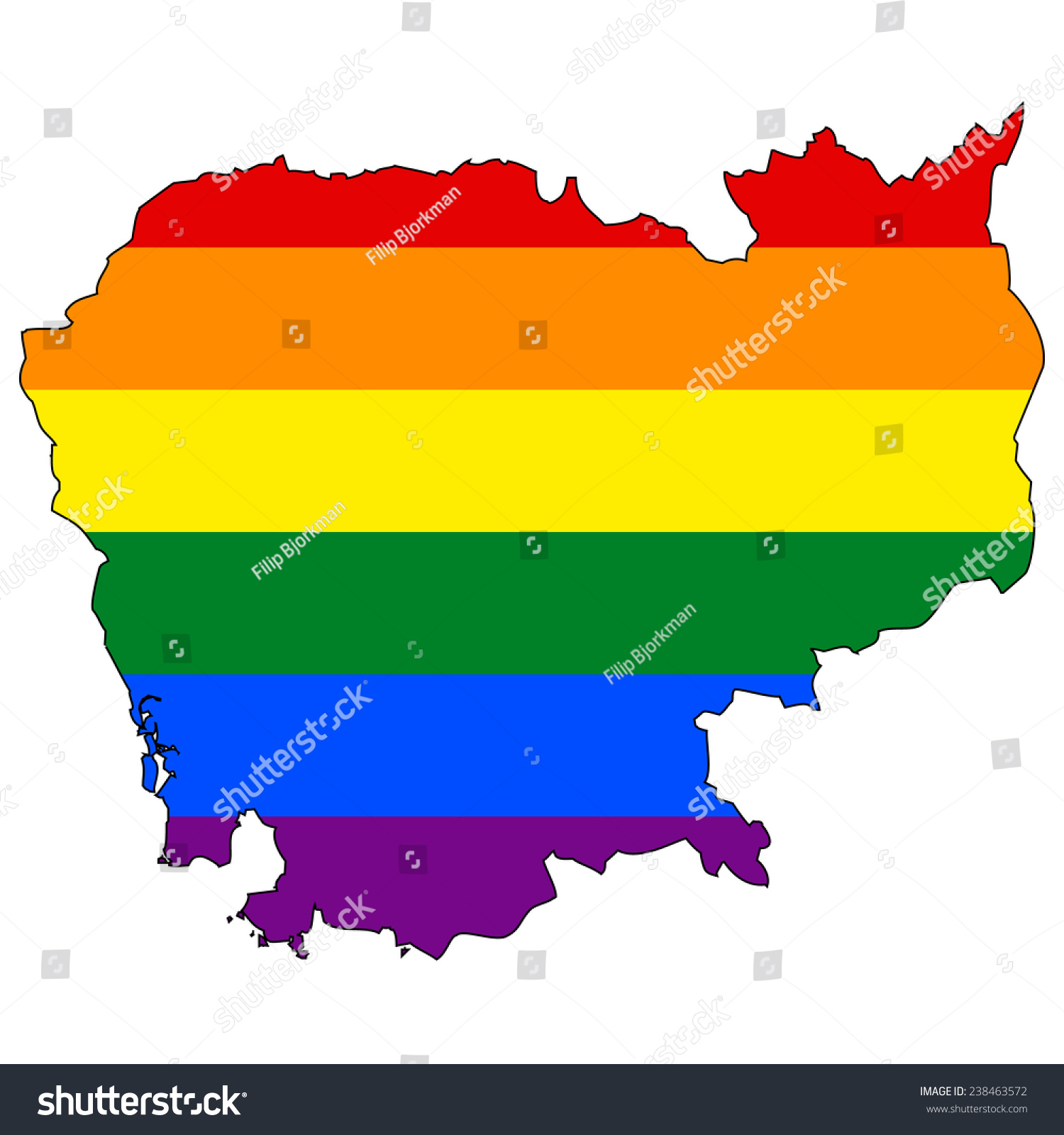 High Detailed Vector Map With The Pride Flag Royalty Free Stock Vector 238463572 