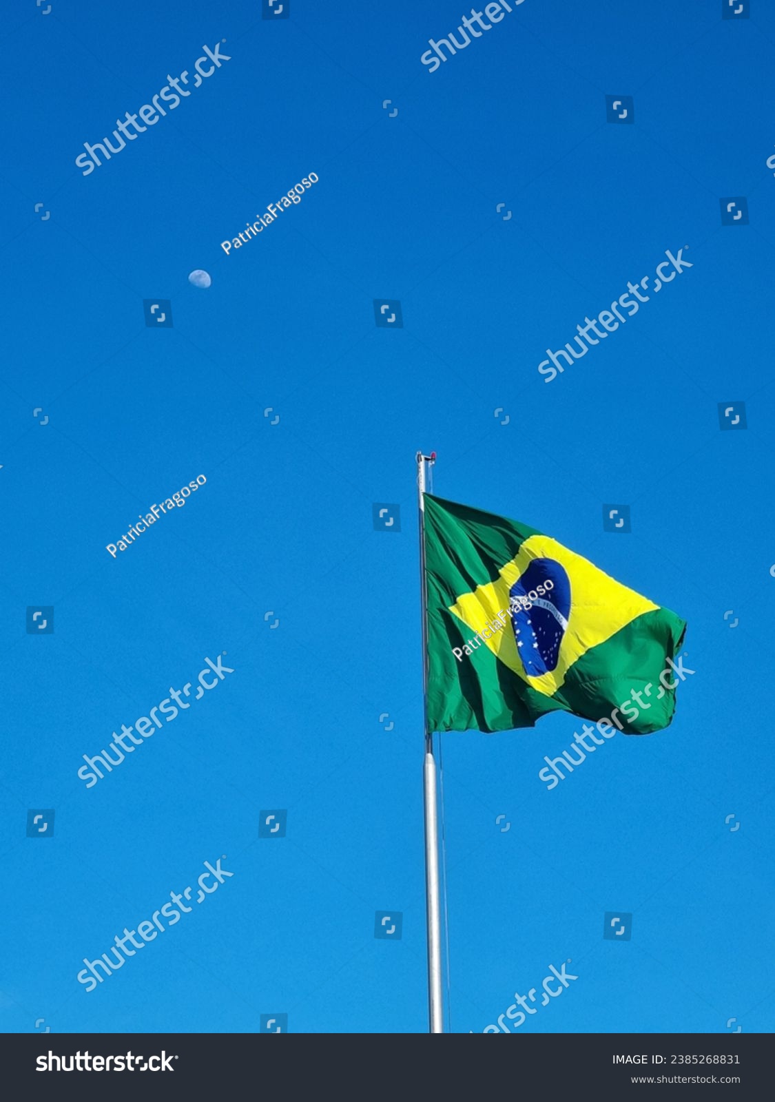 Brazilian flag and moon in a Sunny day  #2385268831
