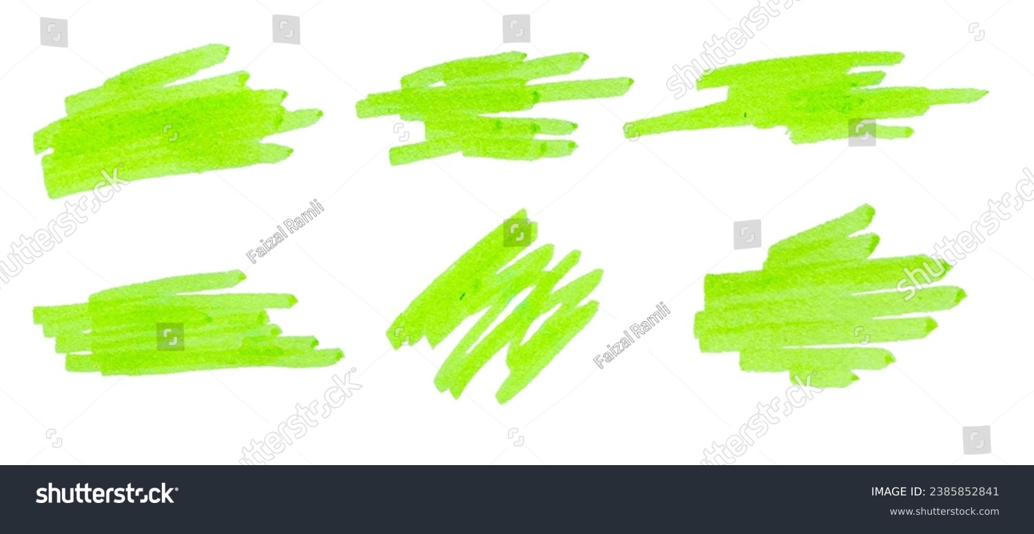 A set of Stroke drawn with green marker isolated on white. #2385852841