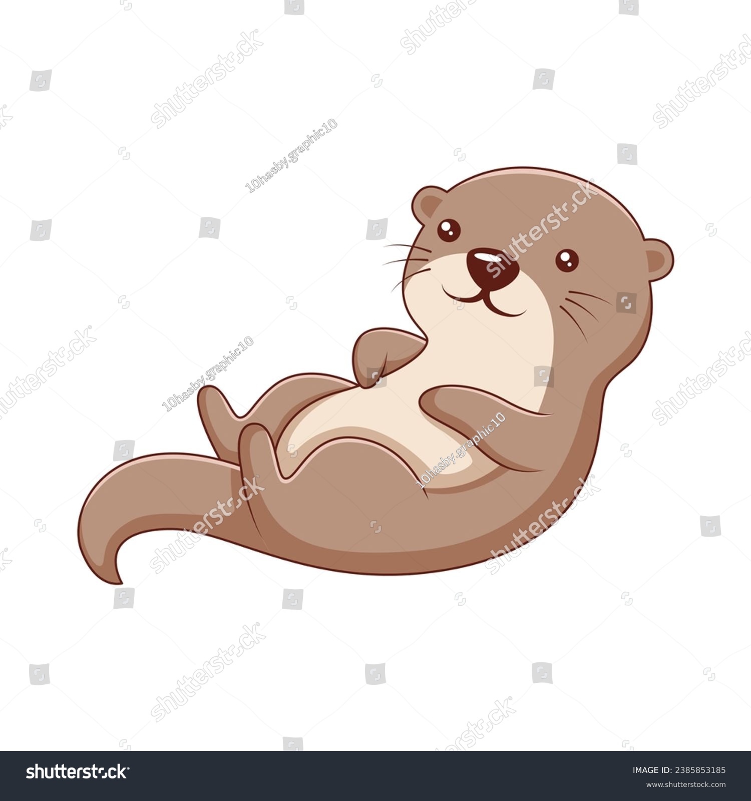 Cute Otter Character Design Illustration - Royalty Free Stock Vector ...