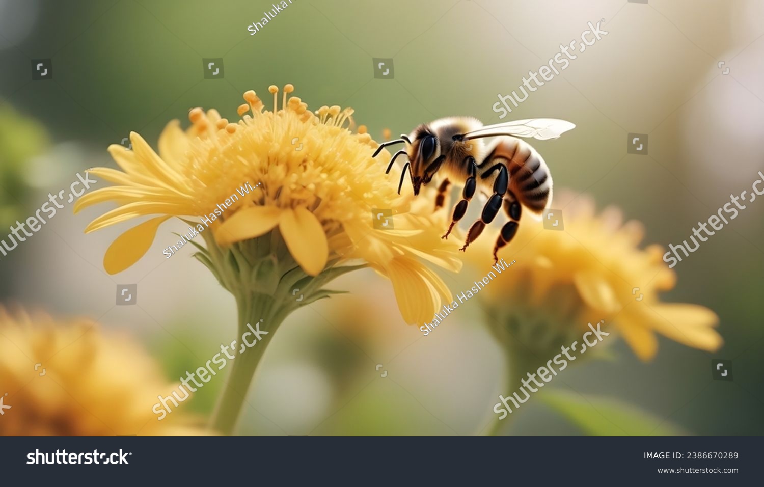 The bees get pollen high quality AI generating image. #2386670289