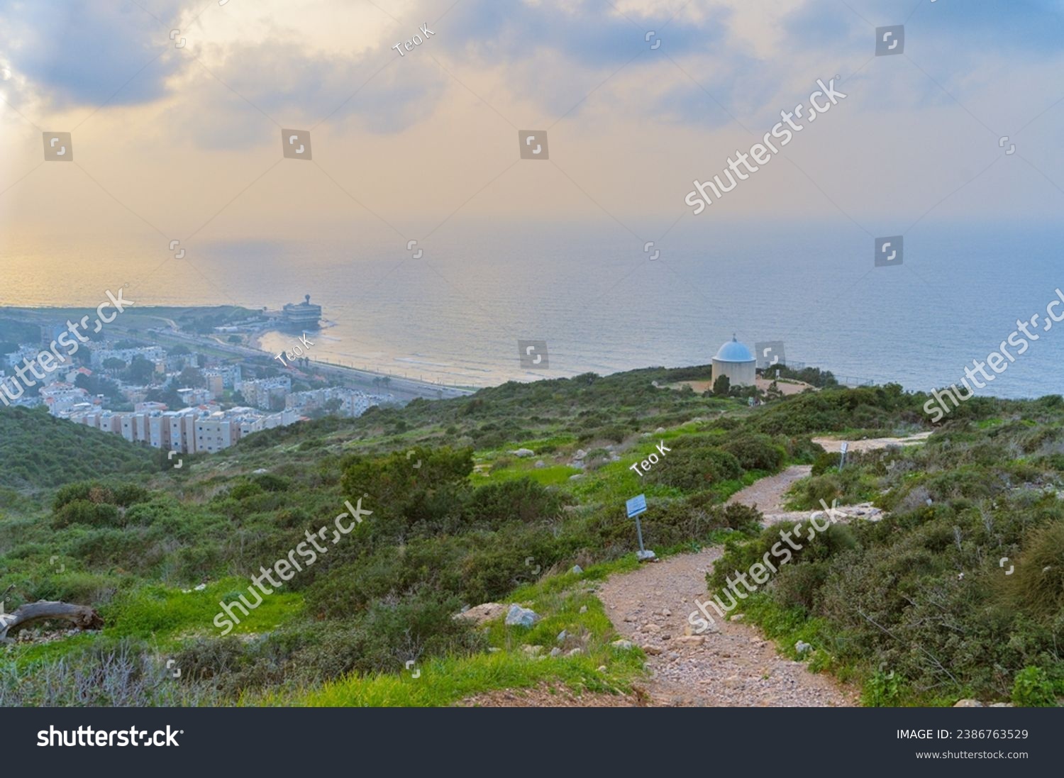 The Holy Family Chapel on Mount Carmel in Haifa with the sea in the background,Israel #2386763529