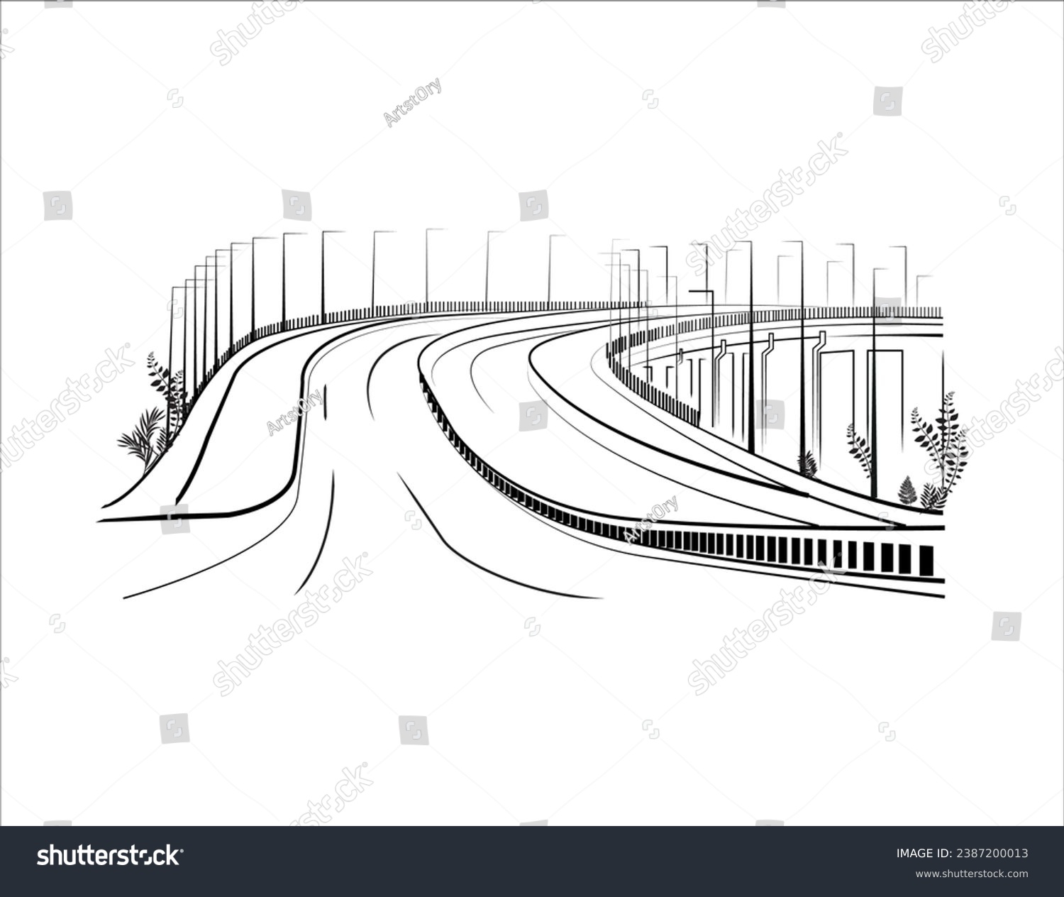 Illustration Line Art Of Dhaka Elevated Royalty Free Stock Vector