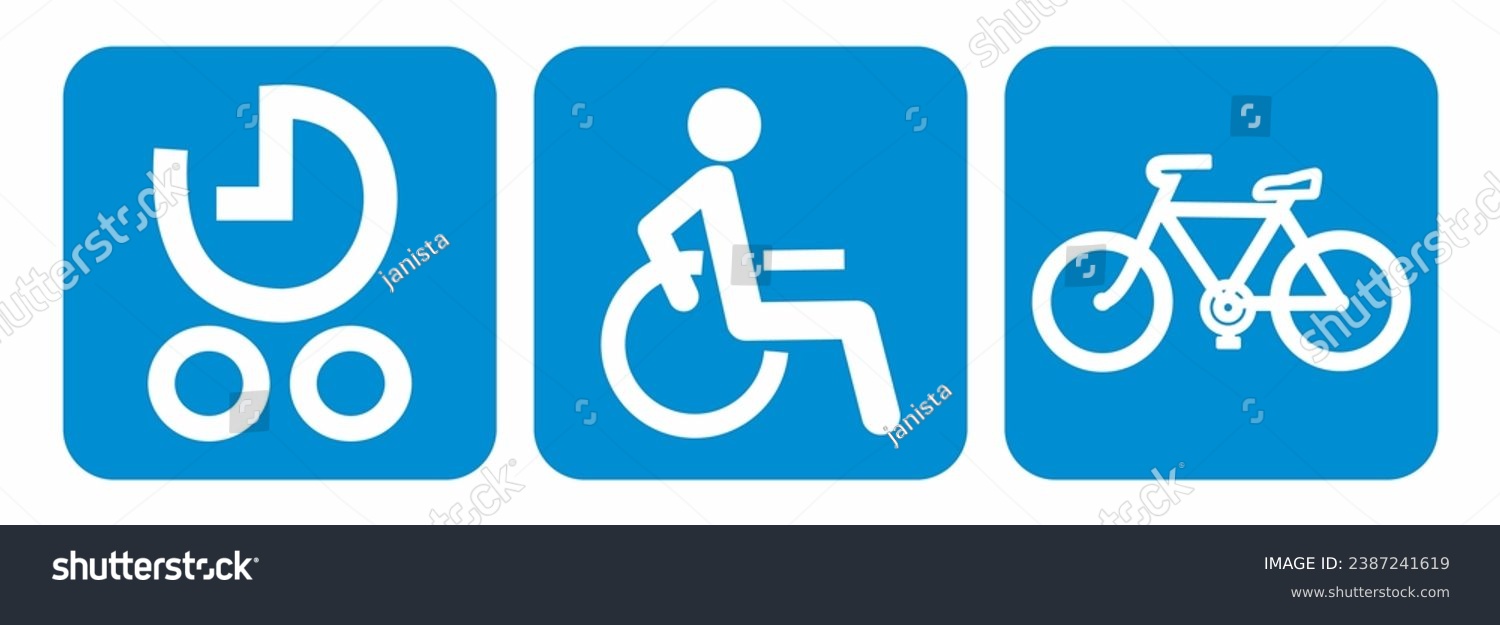 Set of three symbols, icon, wheelchair, stroller - Royalty Free Stock ...