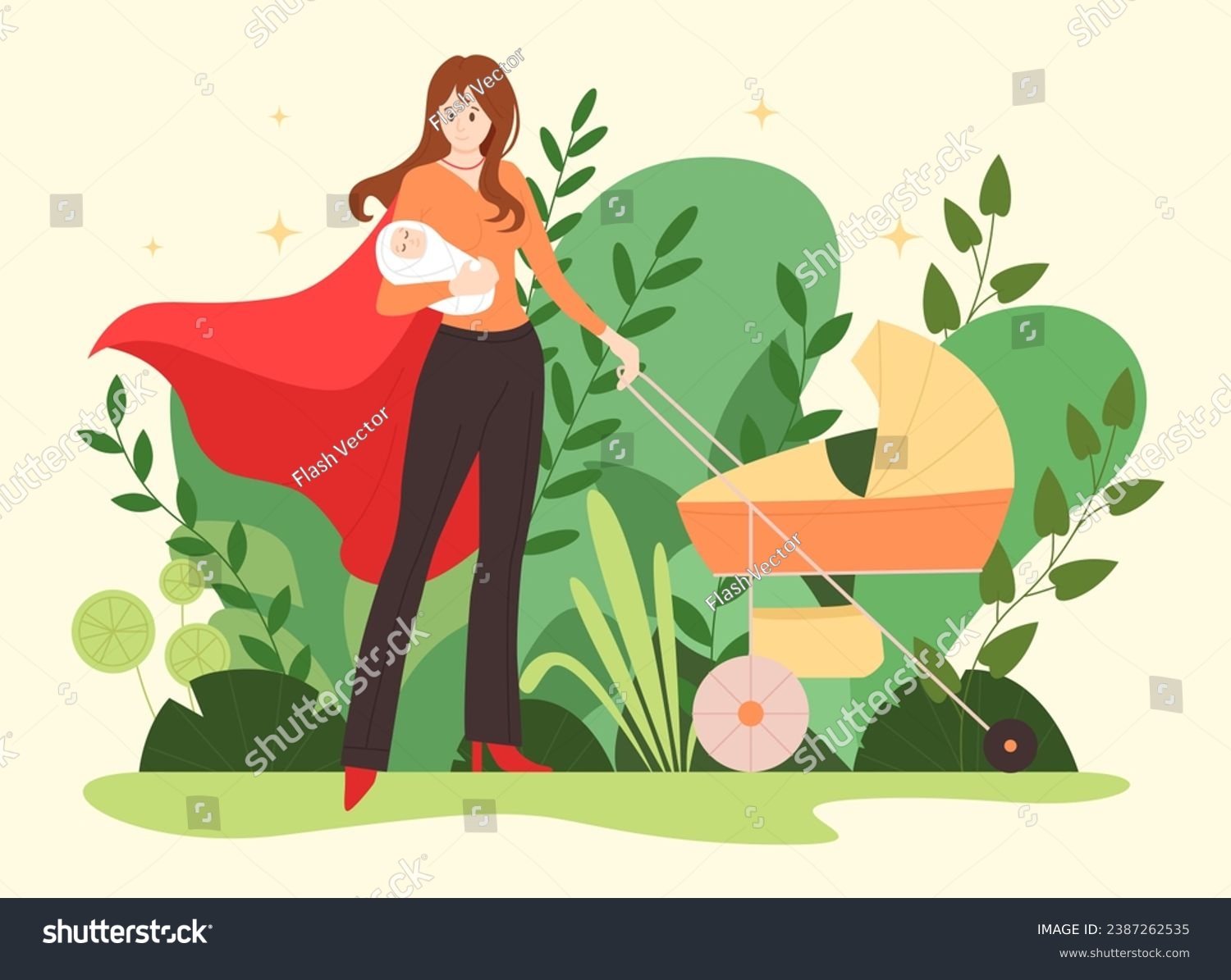 Superhero mom vector illustration. Cartoon - Royalty Free Stock Vector ...