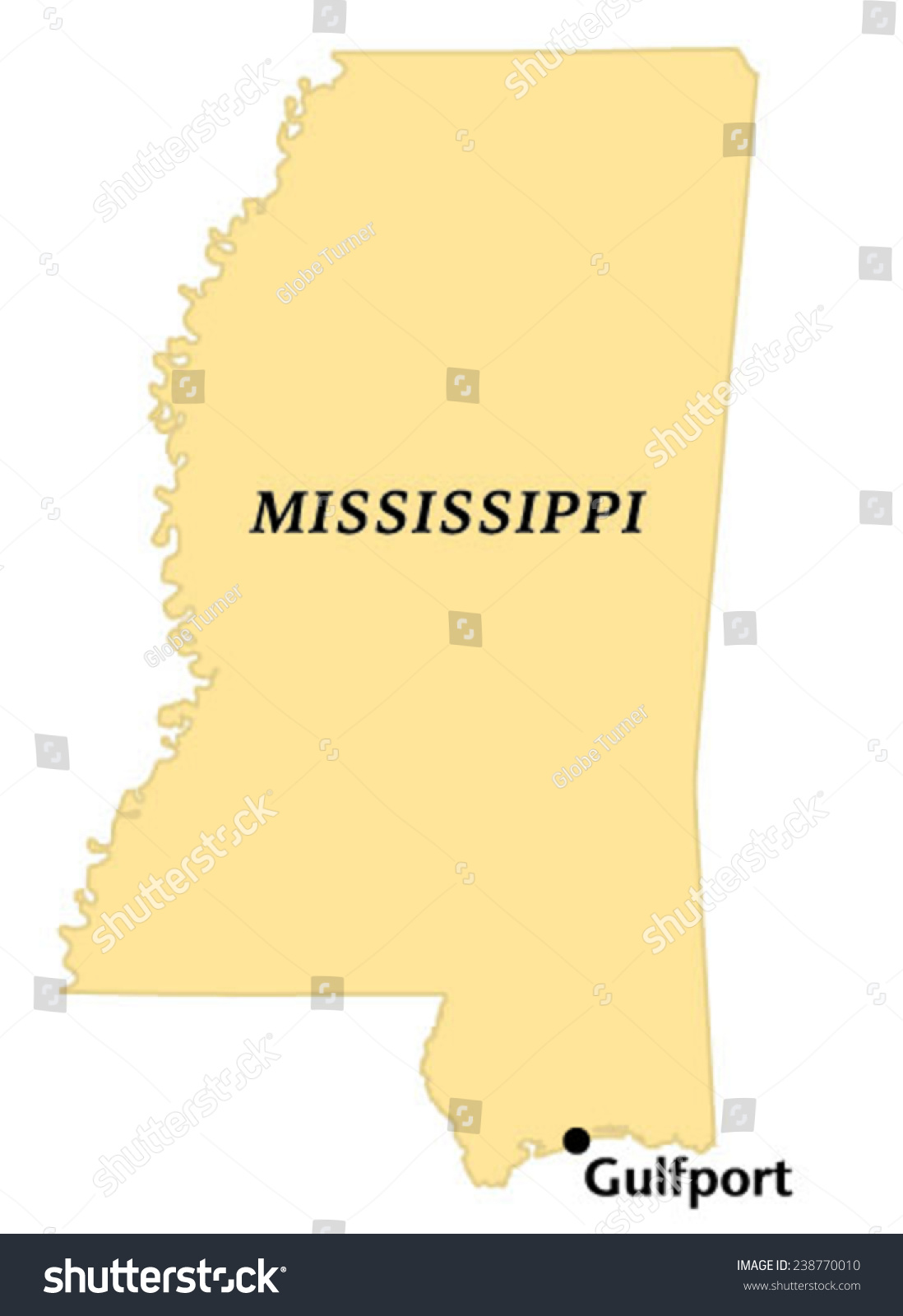 Gulfport, Mississippi locate map - Royalty Free Stock Vector 238770010 