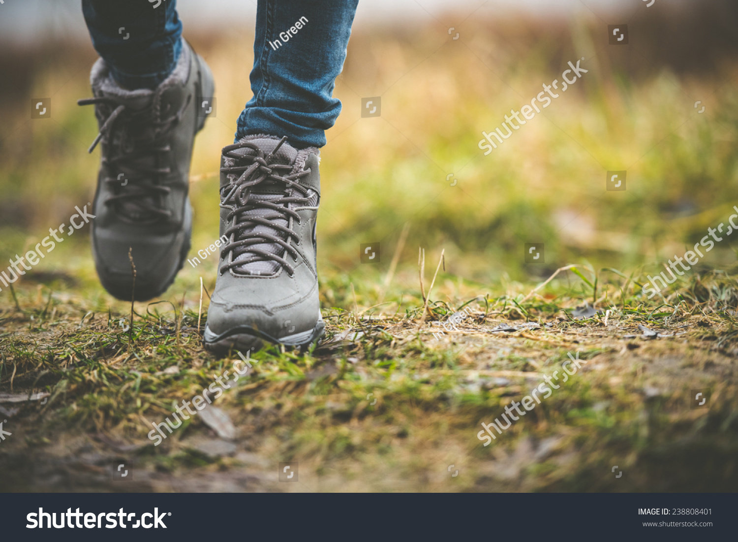 feet in shoes on a forest path #238808401