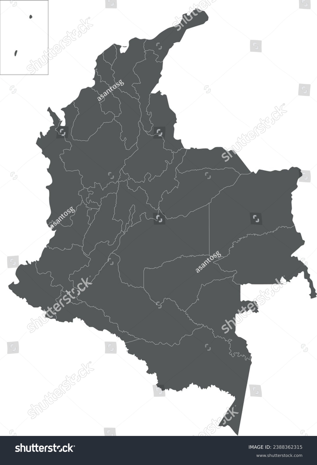 Vector Blank Map Of Colombia With Departments Royalty Free Stock Avopix 2388362315
