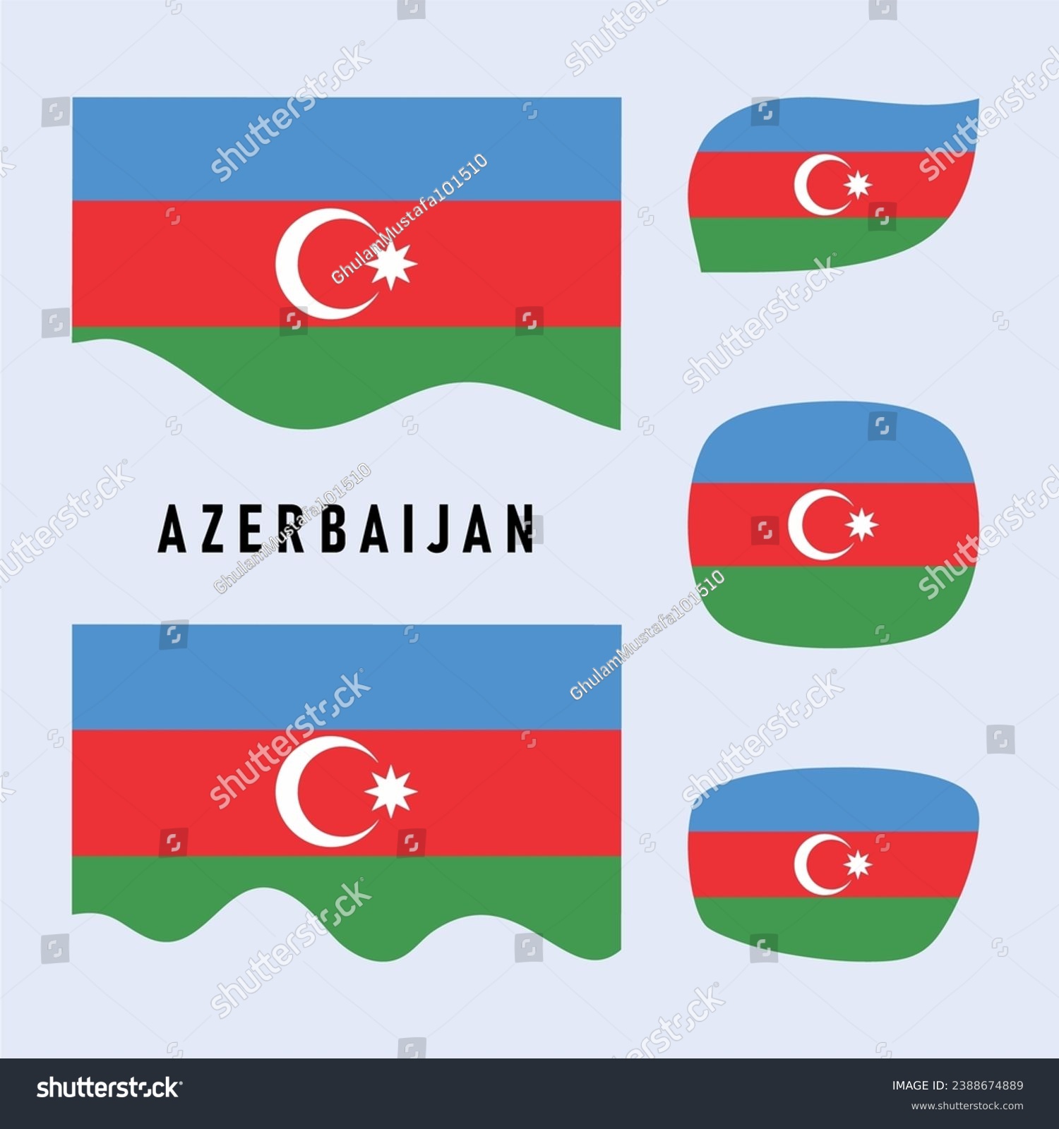 Flag of Azerbaijan Flat Vector - Royalty Free Stock Vector 2388674889 ...