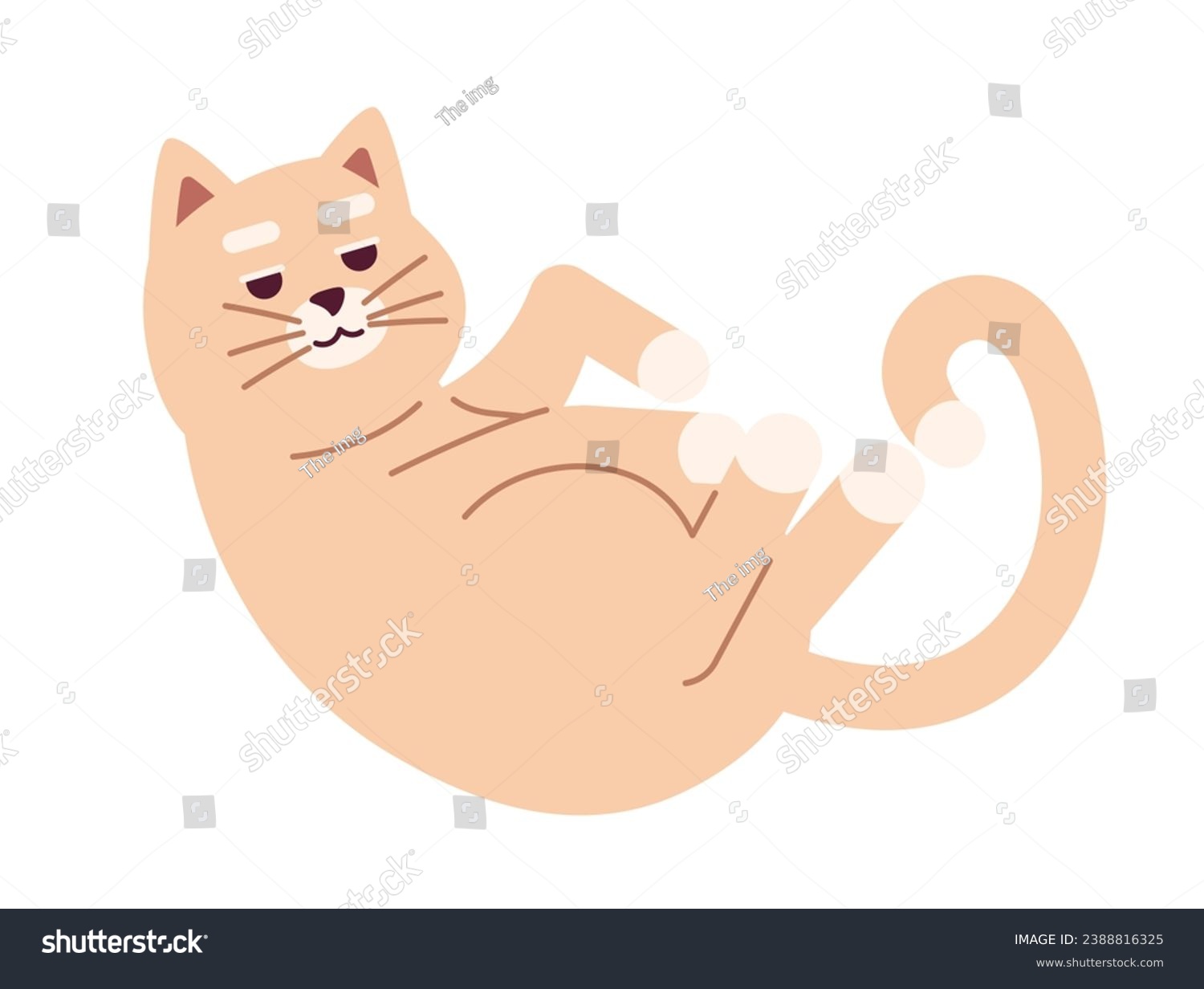 Cozy cute cat curled up 2D cartoon character. - Royalty Free Stock ...