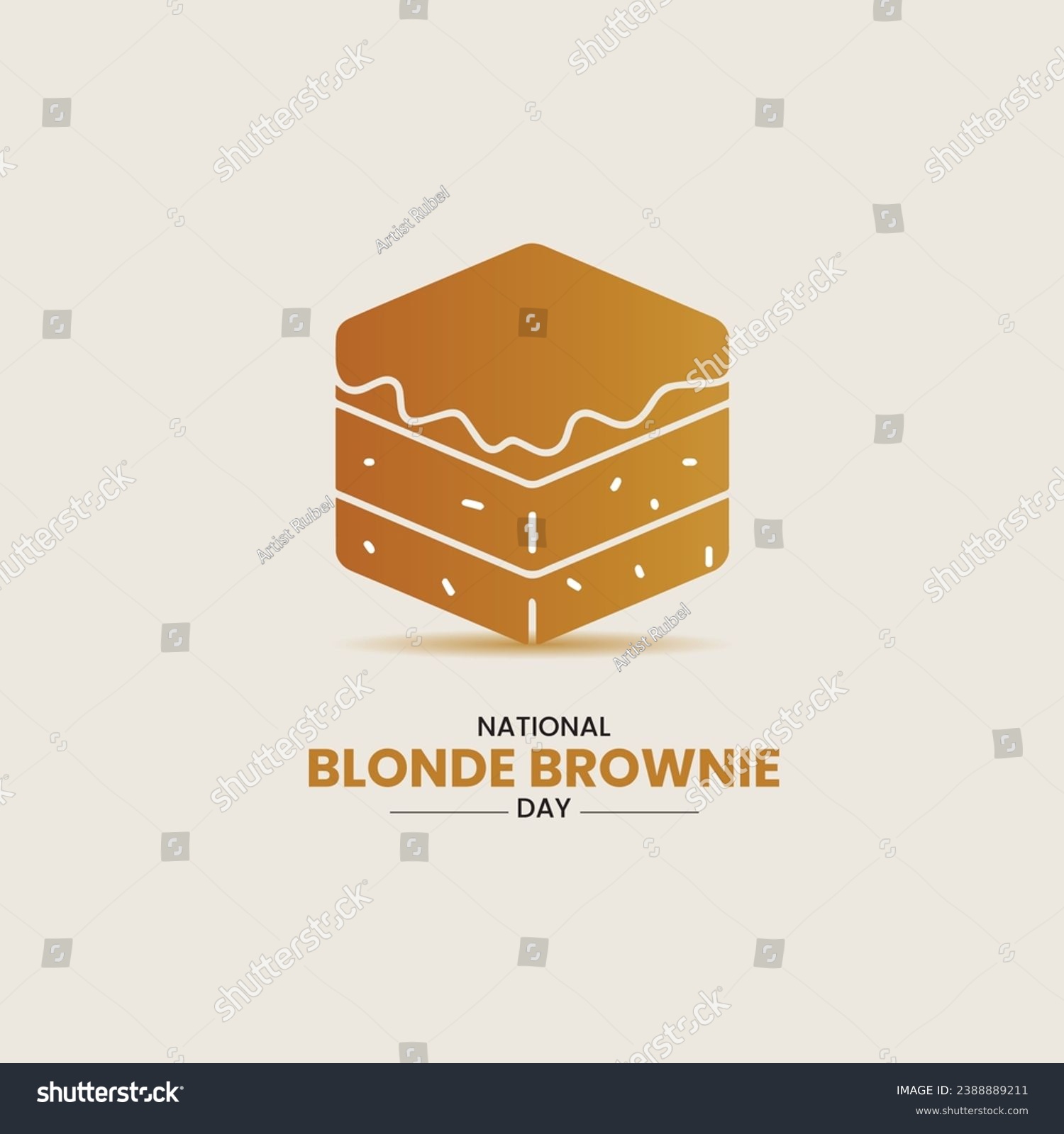 National Blonde Brownie Day. Blonde Brownie cake vector illustration.  #2388889211