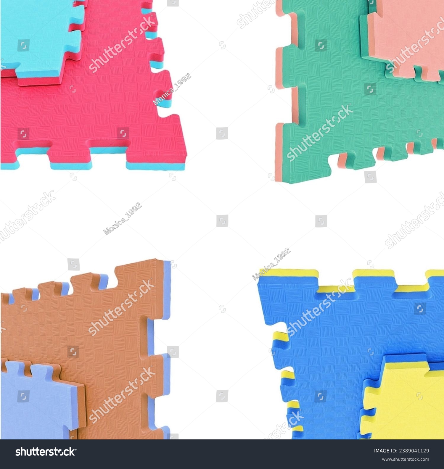 Colored rubber for tatami dojang. Eva rubber to cushion physical activity, bouncing, exercises, mats and mattresses. Avoid falls, practice safe sports. Rubber martial arts isolated on white background #2389041129