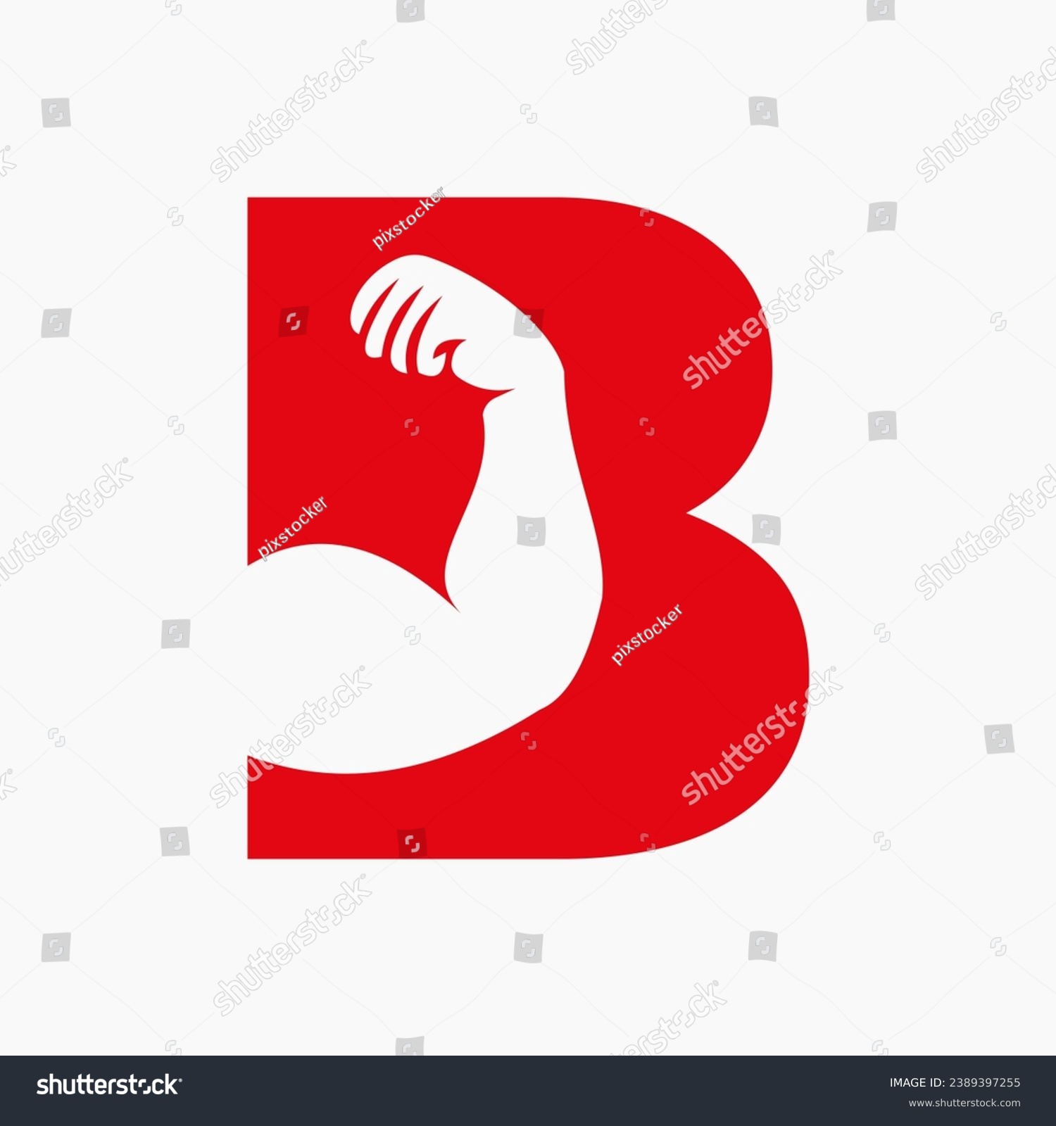 Letter B Fitness Logo Design. Arm Logo Icon - Royalty Free Stock Vector ...