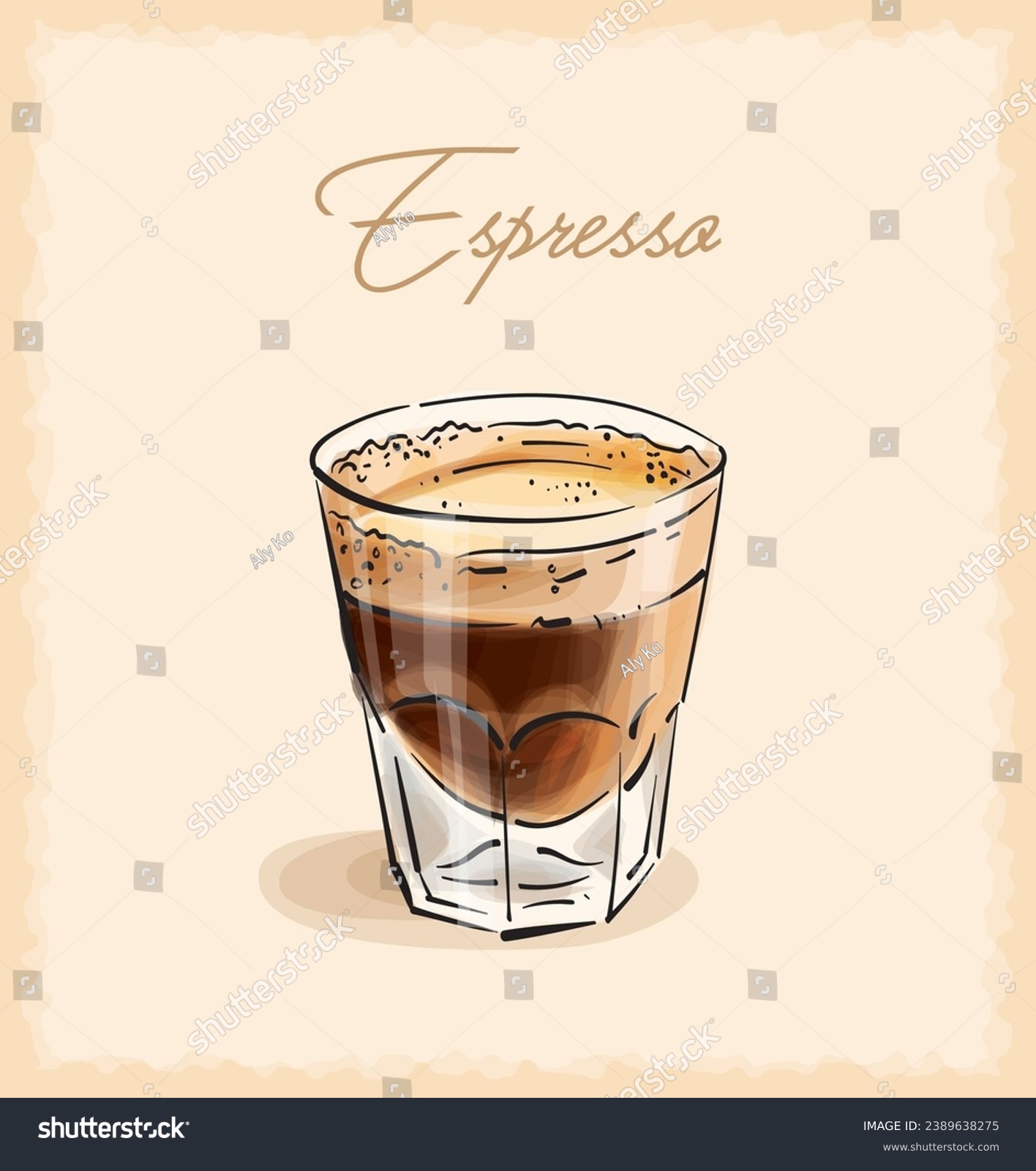 vector sketch illustration of espresso coffee - Royalty Free Stock ...