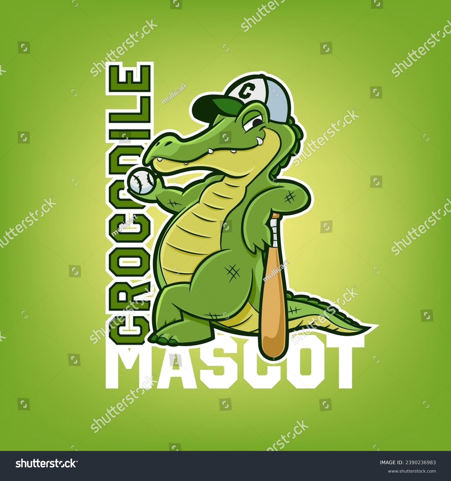 crocodile mascot cartoon baseball logo - Royalty Free Stock Vector ...