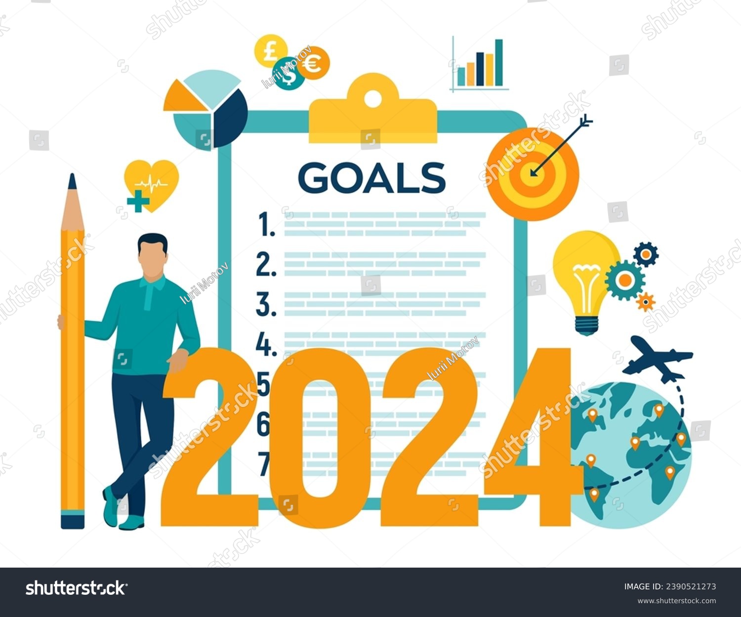 2024 New Year Goals Checklist. Future Goal And - Royalty Free Stock ...